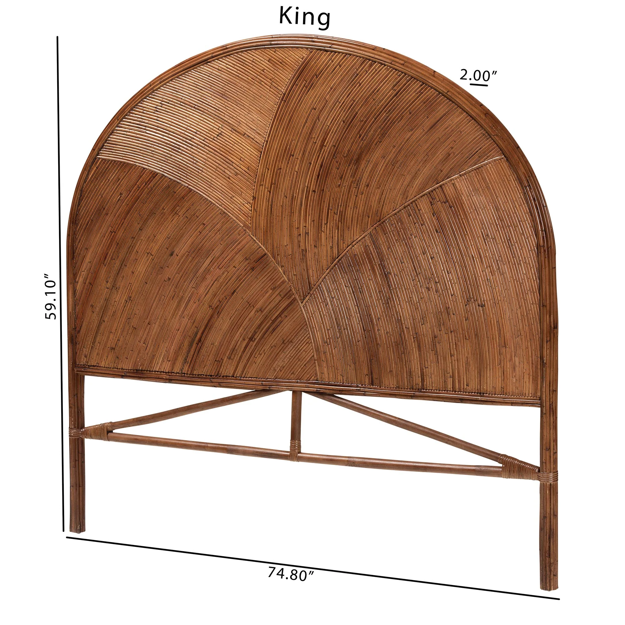 Baxton Studio bali & pari Seana Bohemian Dark Brown Rattan King Size Standalone Headboard - Image 3