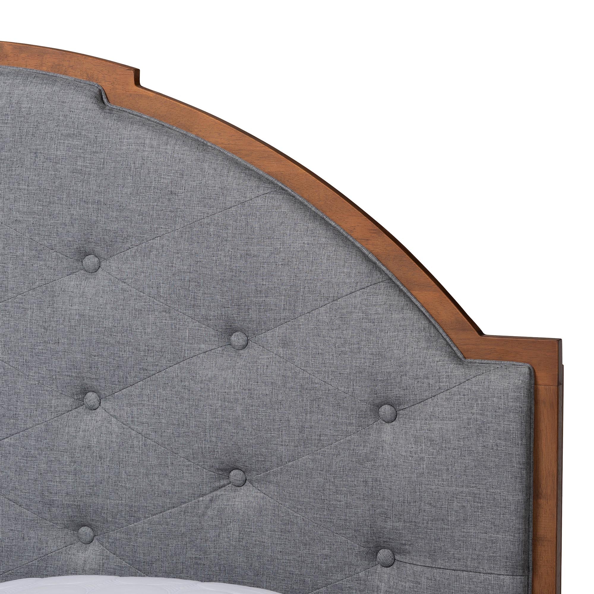 Baxton Studio Blanchard Mid-Century Modern Grey Fabric and Walnut Brown Wood Queen Size Platform Bed - Image 9
