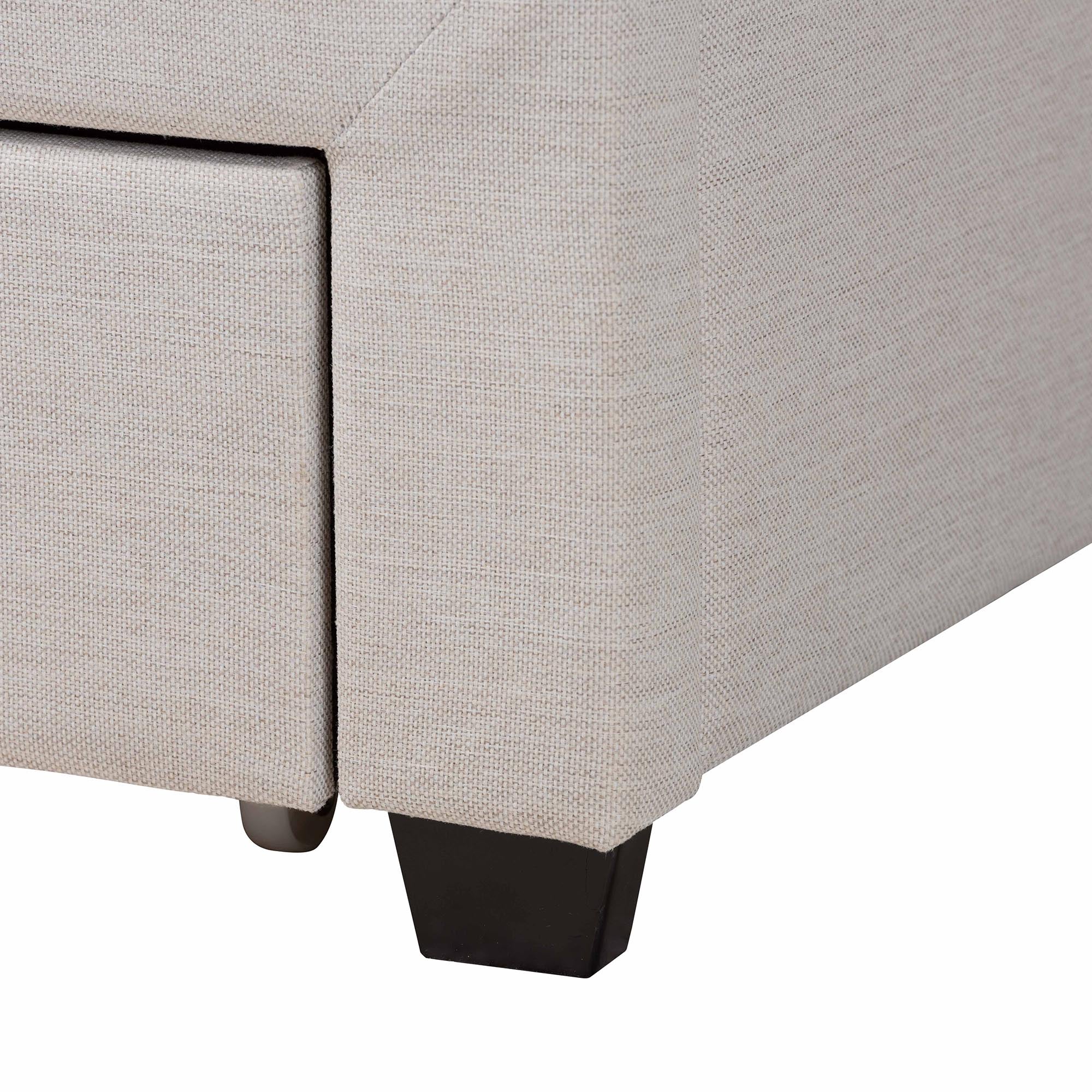 Baxton Studio Braylon Mid-Century Modern Transitional Beige Fabric and Dark Brown Finished Wood Full Size 3-Drawer Storage Platform Bed - Image 10