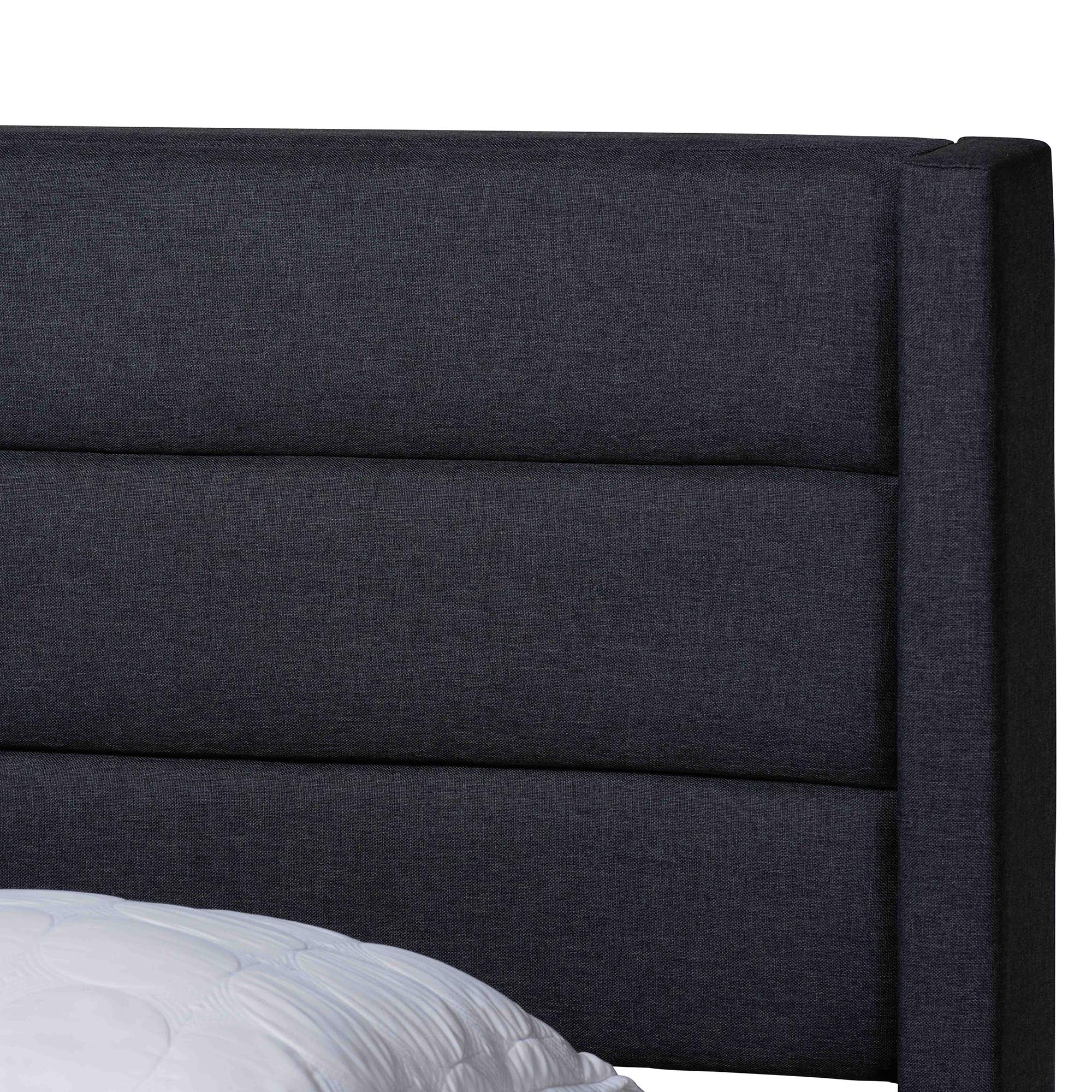 Baxton Studio Braylon Mid-Century Modern Transitional Charcoal Grey Fabric and Dark Brown Finished Wood Full Size 3-Drawer Storage Platform Bed - Image 7