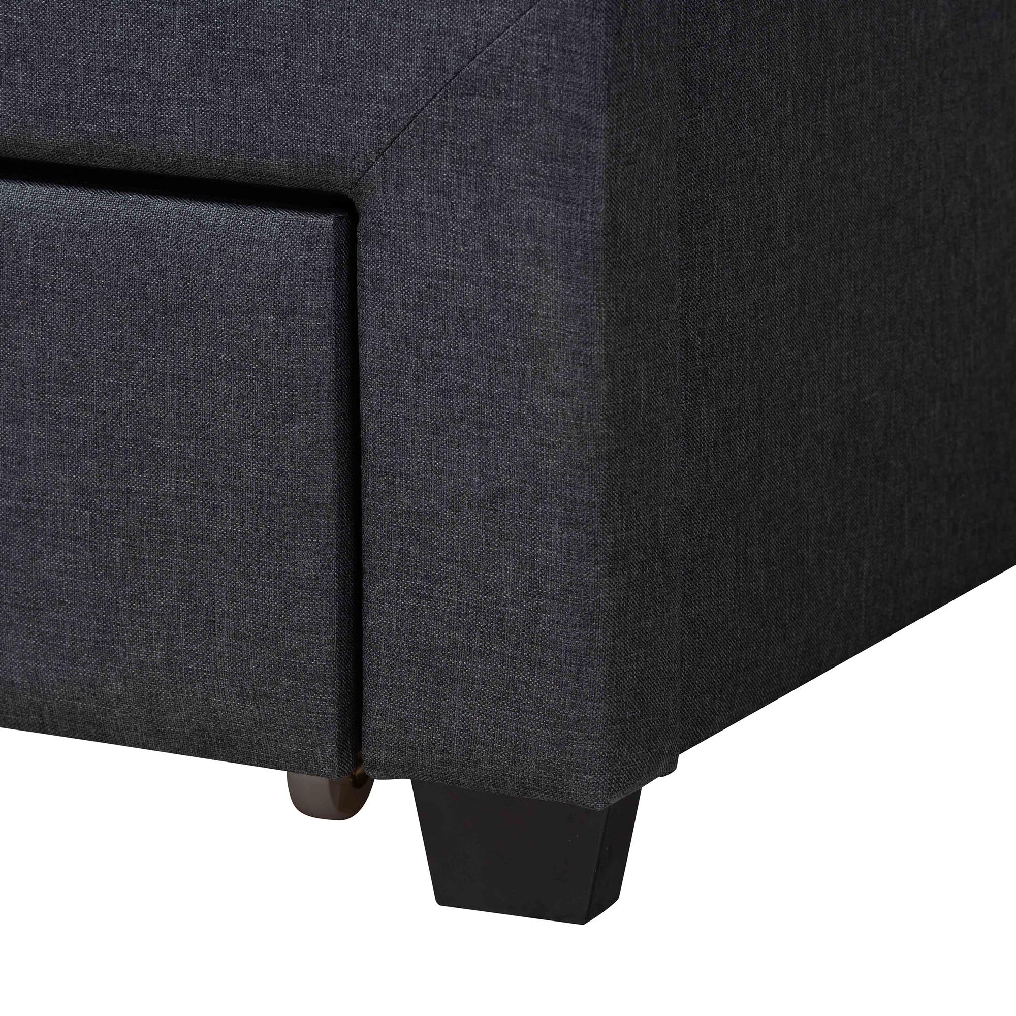 Baxton Studio Braylon Mid-Century Modern Transitional Charcoal Grey Fabric and Dark Brown Finished Wood Queen Size 3-Drawer Storage Platform Bed - Image 10
