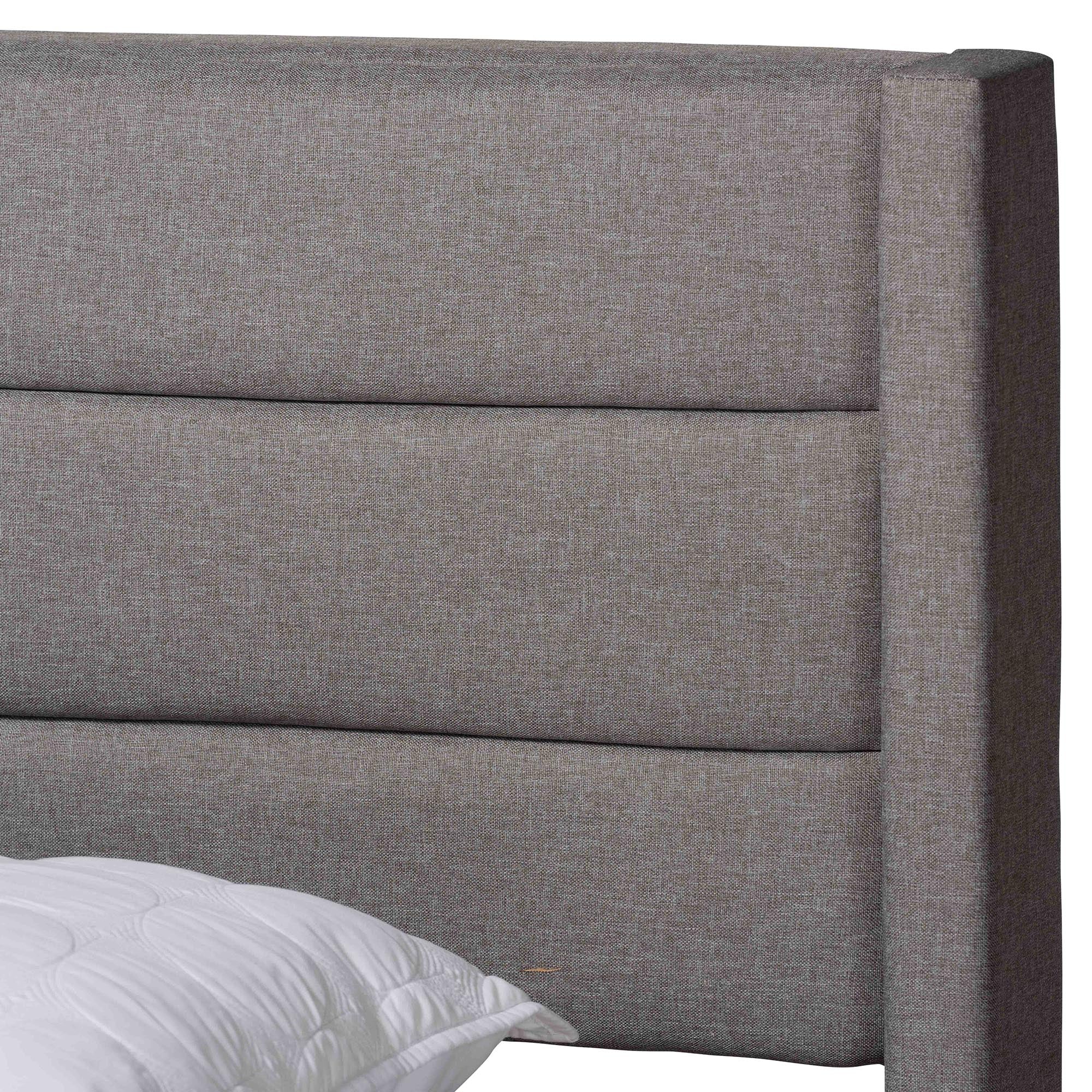 Baxton Studio Braylon Mid-Century Modern Transitional Light Grey Fabric and Dark Brown Finished Wood Queen Size 3-Drawer Storage Platform Bed - Image 7