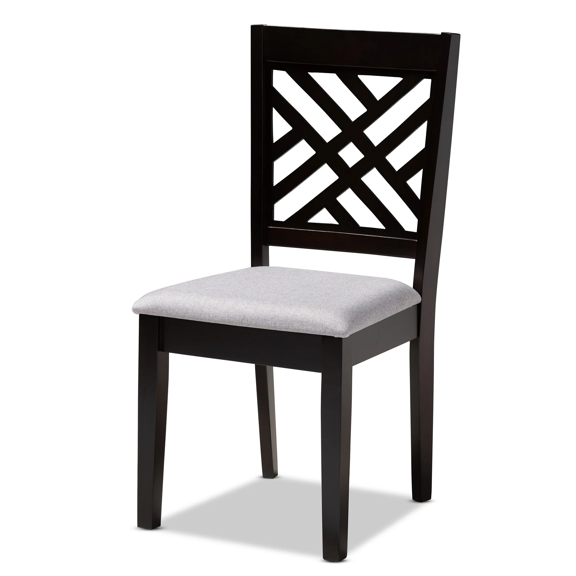 Baxton Studio Caron Modern and Contemporary Sand Fabric Upholstered Espresso Brown Finished Wood Dining Chair Set of 4 - Image 10