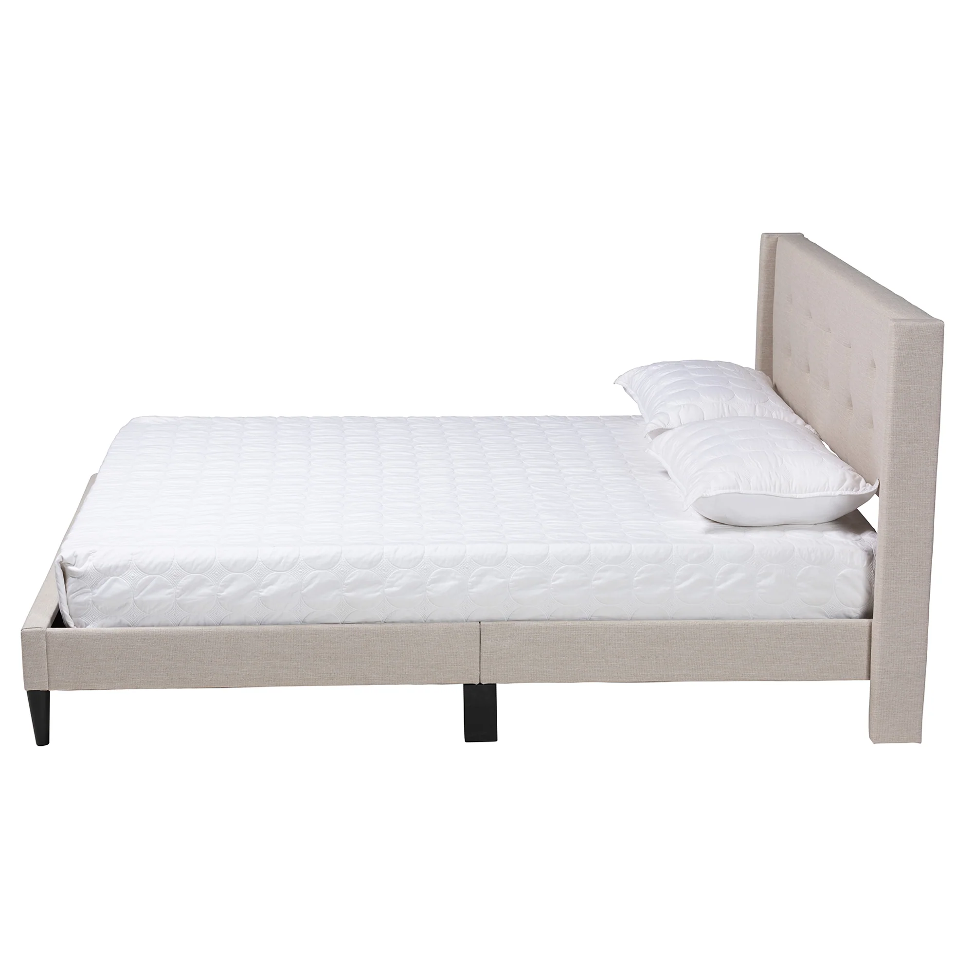 Baxton Studio Casol Mid-Century Modern Transitional Beige Fabric Upholstered Full Size Platform Bed - Image 3