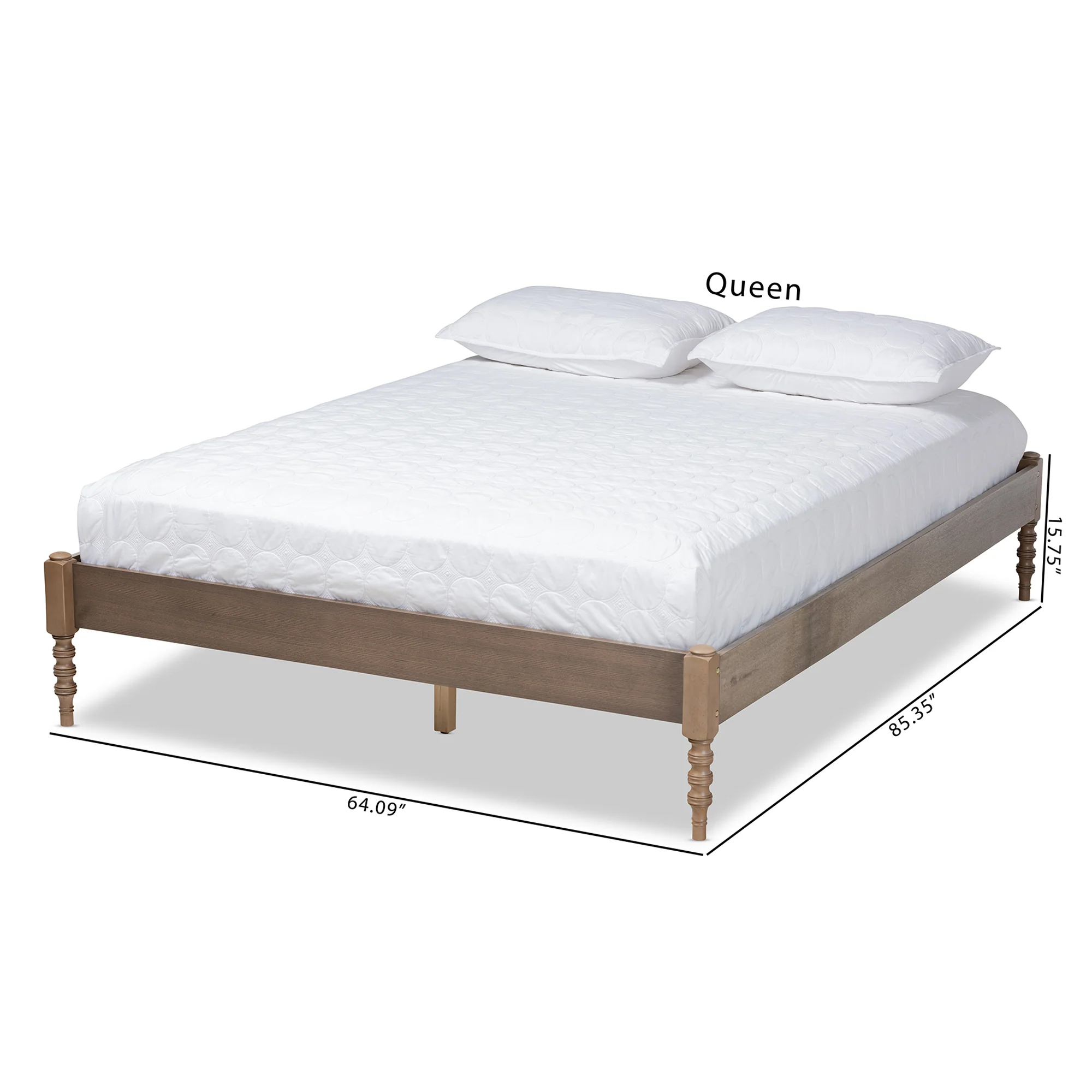 Baxton Studio Cielle French Bohemian Weathered Grey Oak Finished Wood King Size Platform Bed Frame - Image 9