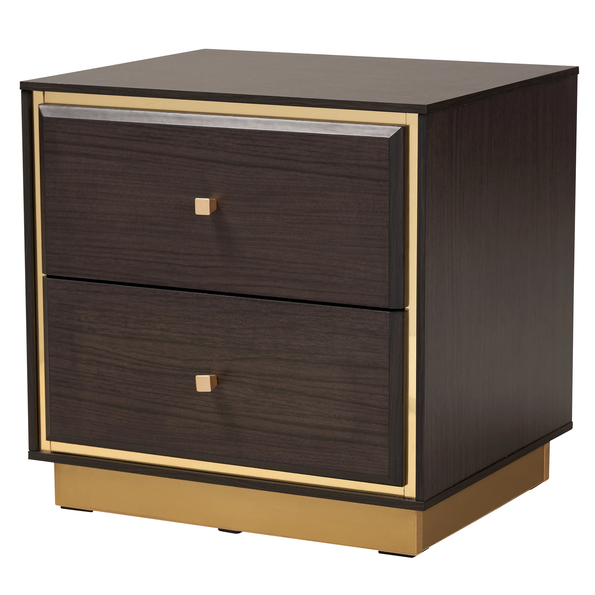 Baxton Studio Cormac Mid-Century Modern Transitional Dark Brown Finished Wood and Gold Metal 3-Piece Storage Set - Image 5
