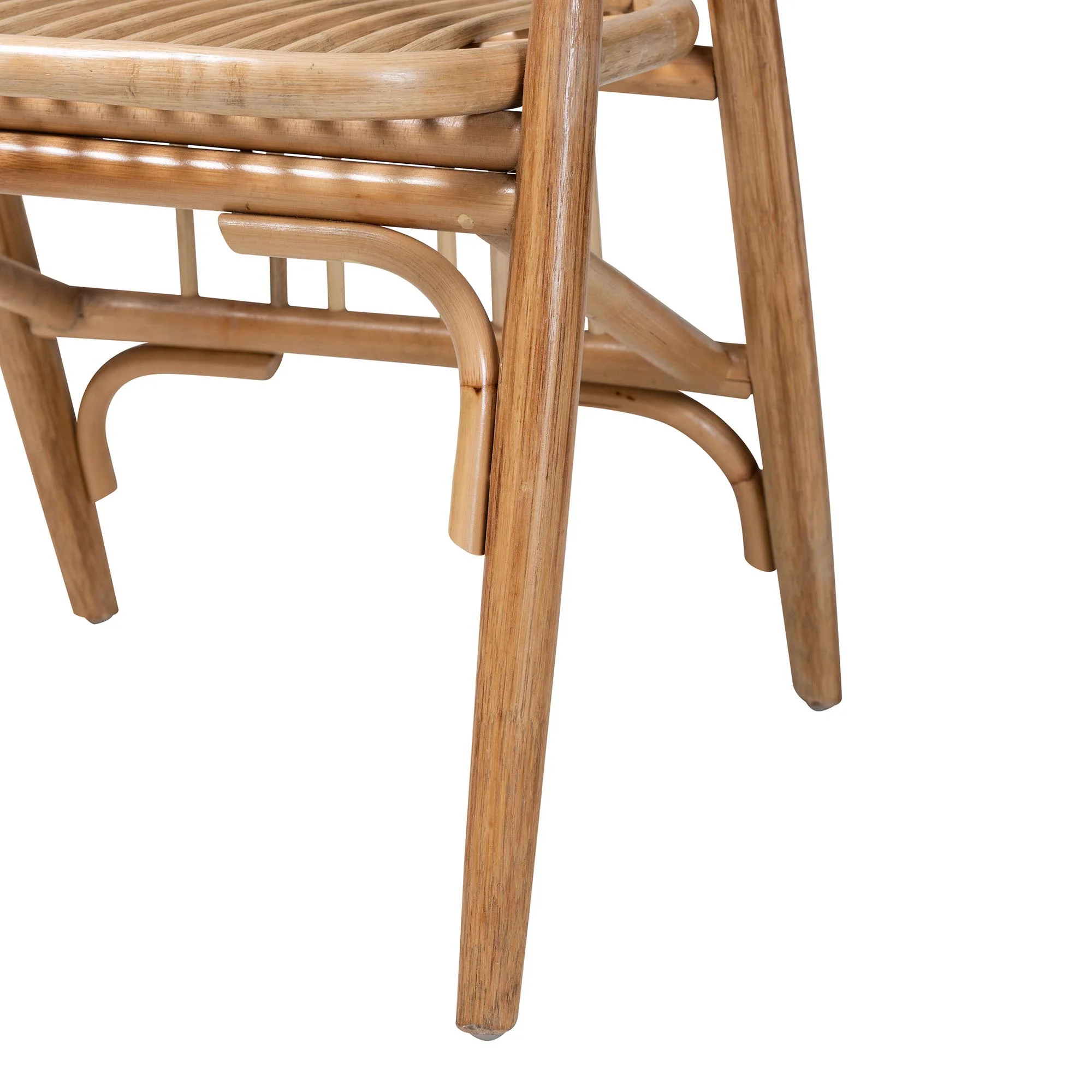 Baxton Studio Cyntia Modern Bohemian Natural Brown Finished Wood and Rattan 5-Piece Dining Set - Image 7