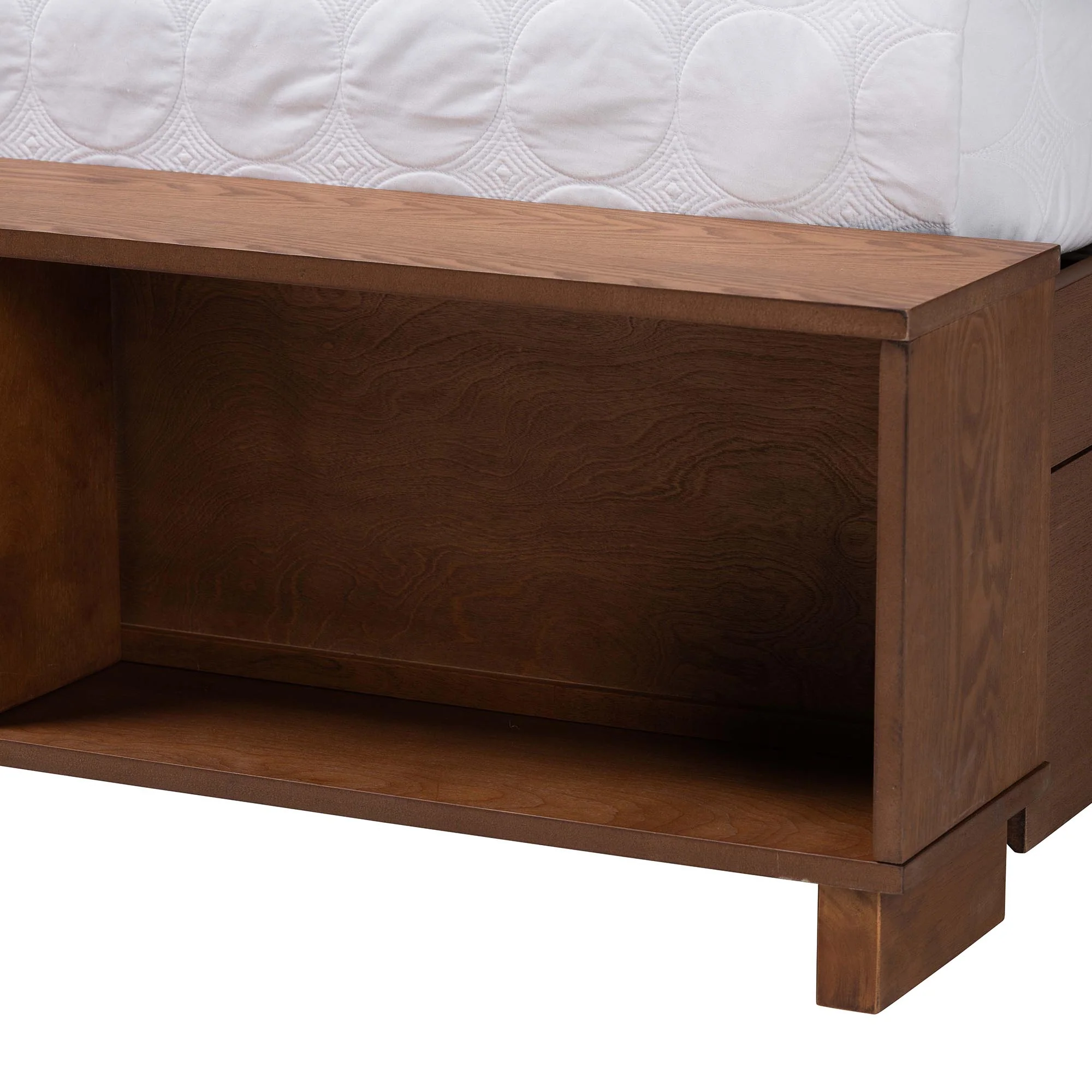 Baxton Studio Darcila Mid-Century Walnut Brown Wood and Rattan Queen Size Storage Bed - Image 2