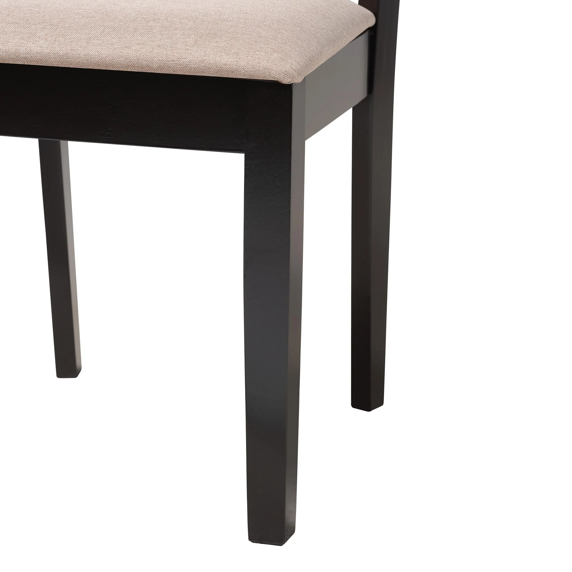 Baxton Studio Deanna Modern Beige Fabric and Dark Brown Finished Wood 5-Piece Dining Set - Image 9