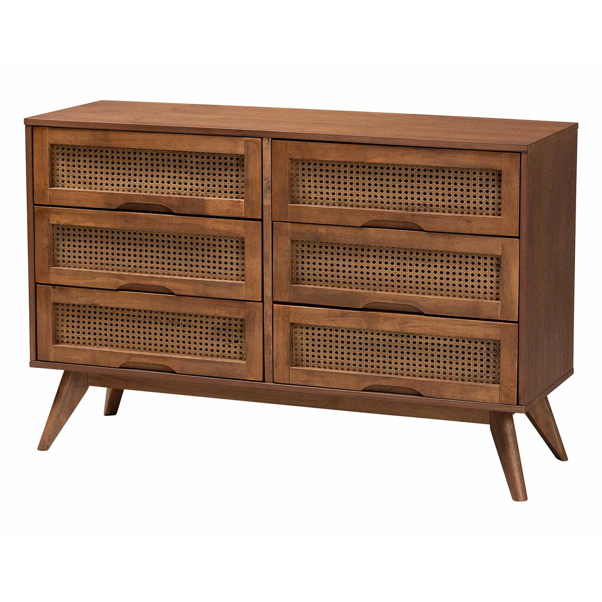 Baxton Studio Demeter Mid-Century Modern Walnut Brown Finished Wood Full Size 5-Piece Bedroom Set - Image 7