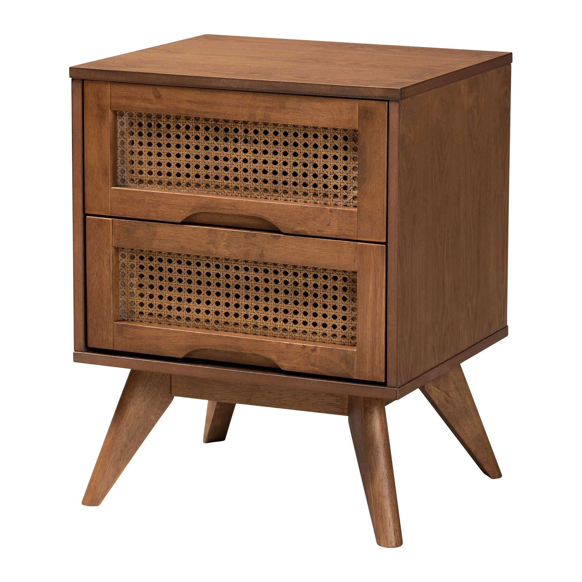 Baxton Studio Demeter Mid-Century Modern Walnut Brown Finished Wood King Size 4-Piece Bedroom Set - Image 9