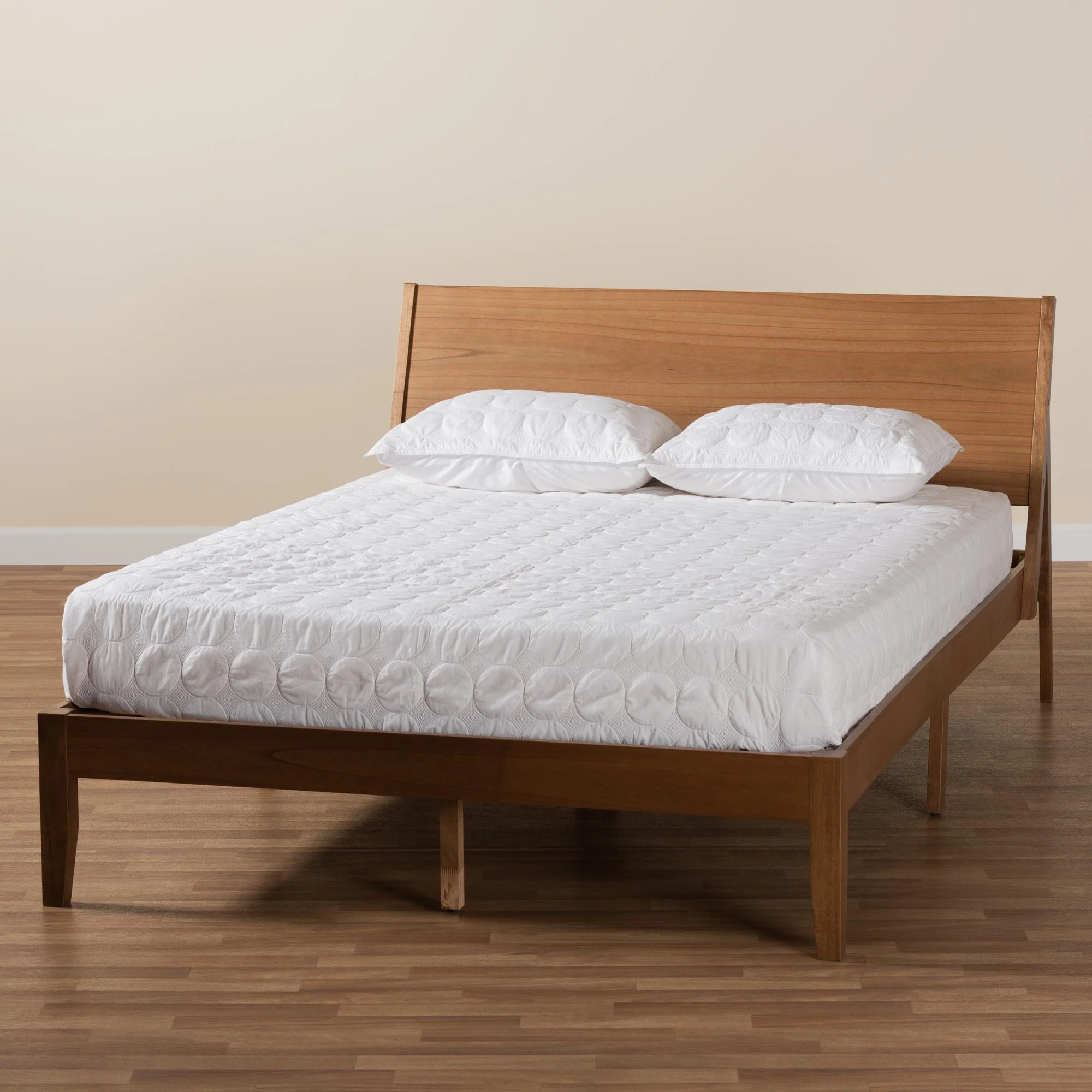 Baxton Studio Eileen Mid-Century Transitional Walnut Brown Finished Wood Queen Size Platform Bed - Image 2
