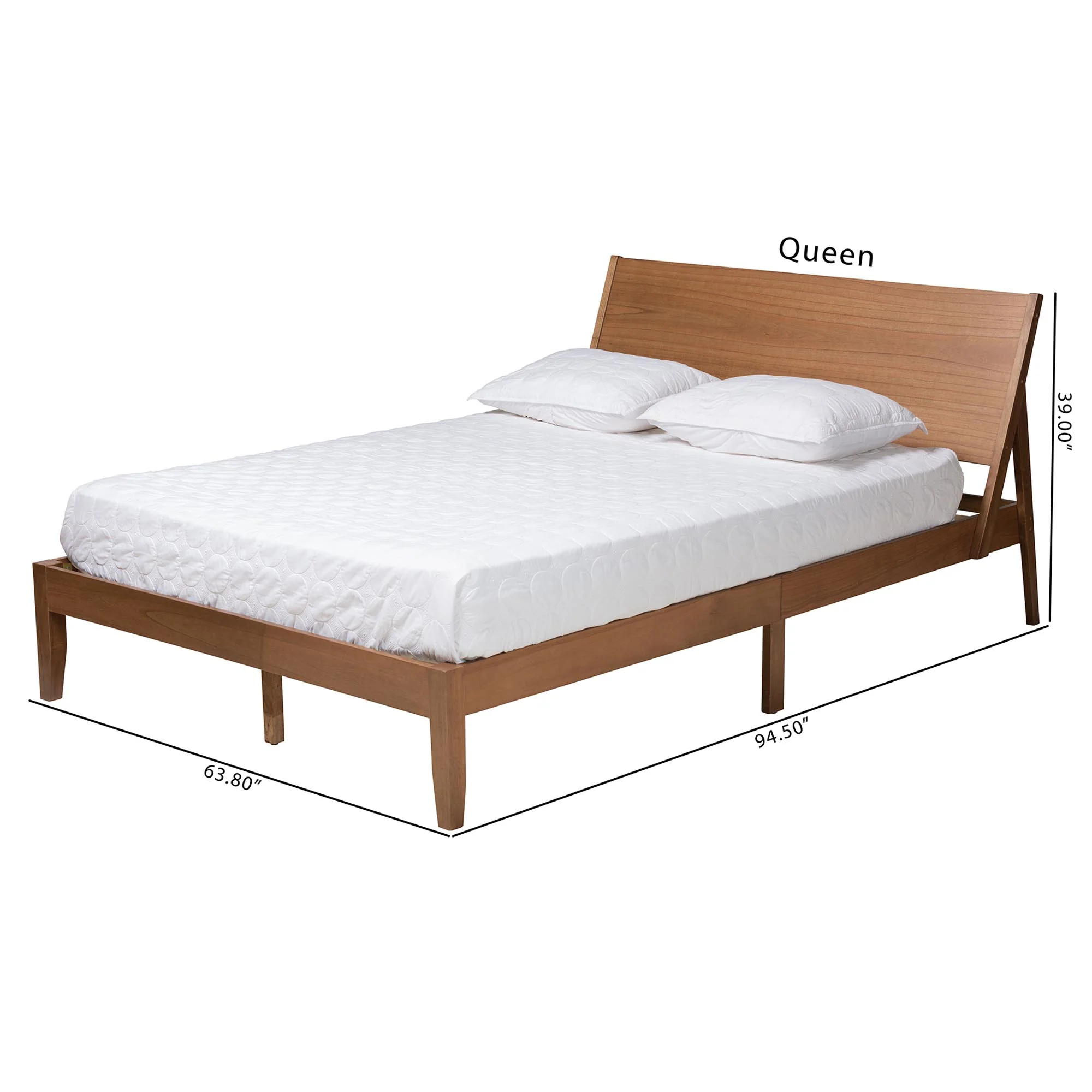 Baxton Studio Eileen Mid-Century Transitional Walnut Brown Finished Wood Queen Size Platform Bed - Image 3
