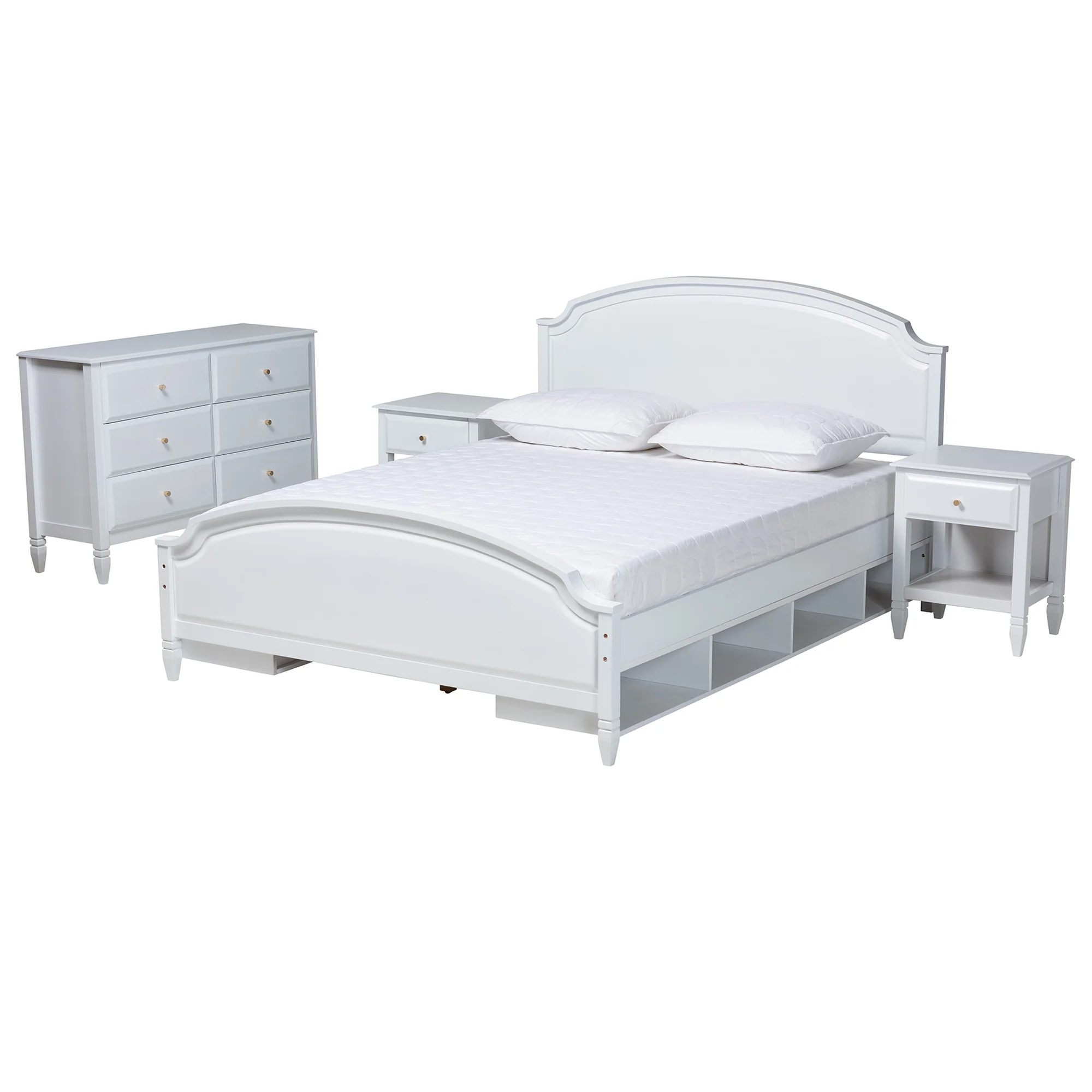 Baxton Studio Elise Classic and Transitional White Finished Wood Queen Size 4-Piece Bedroom Set - Image 2