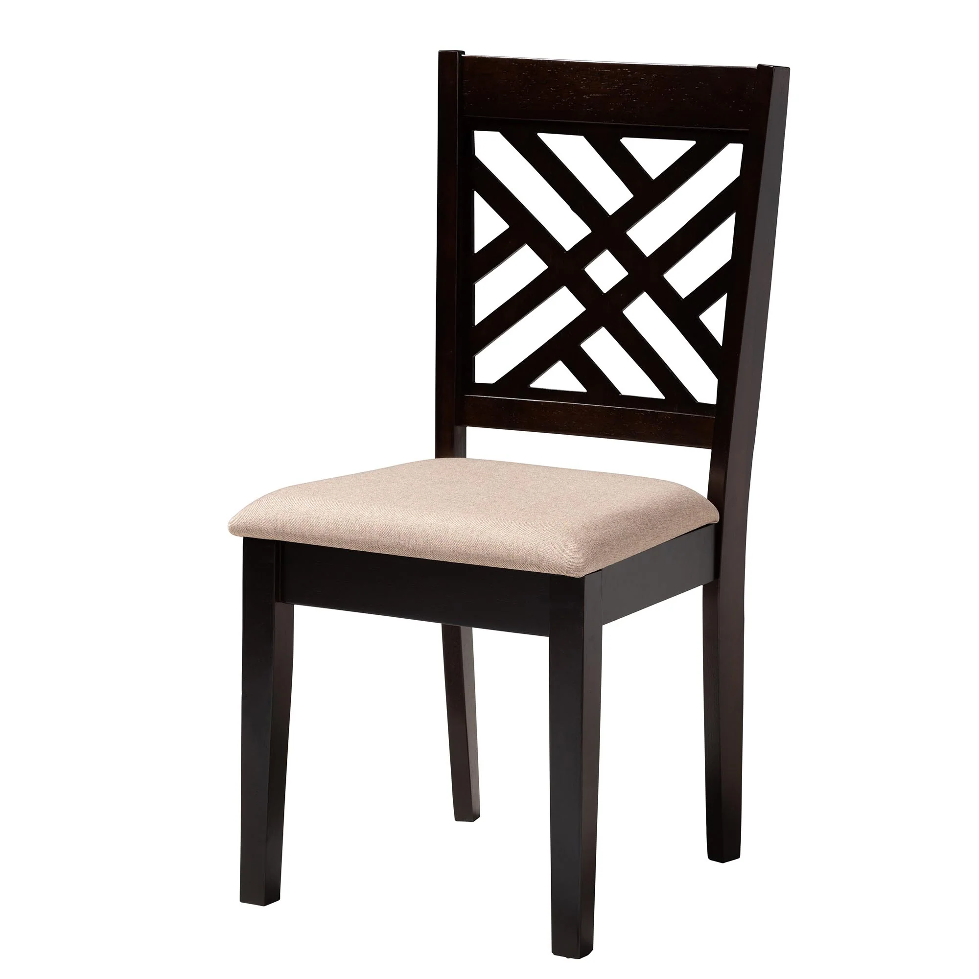 Baxton Studio Elise Modern Sand Fabric and Dark Brown Finished Wood 5-Piece Dining Set - Image 3
