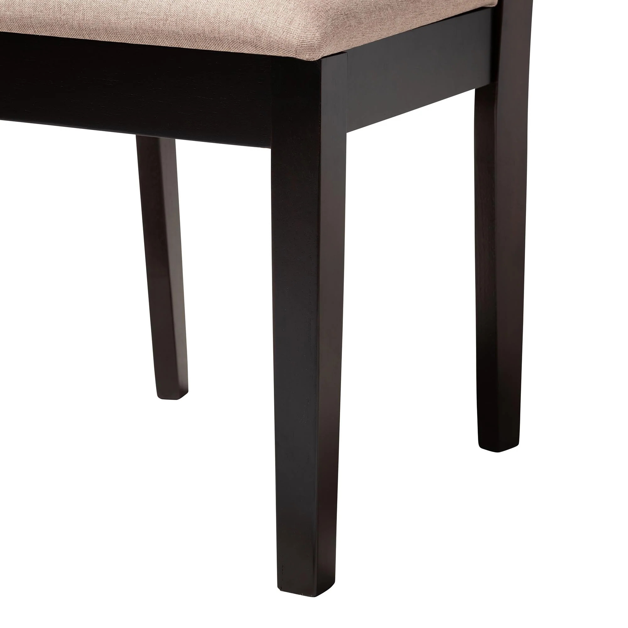 Baxton Studio Elise Modern Sand Fabric and Dark Brown Finished Wood 5-Piece Dining Set - Image 7