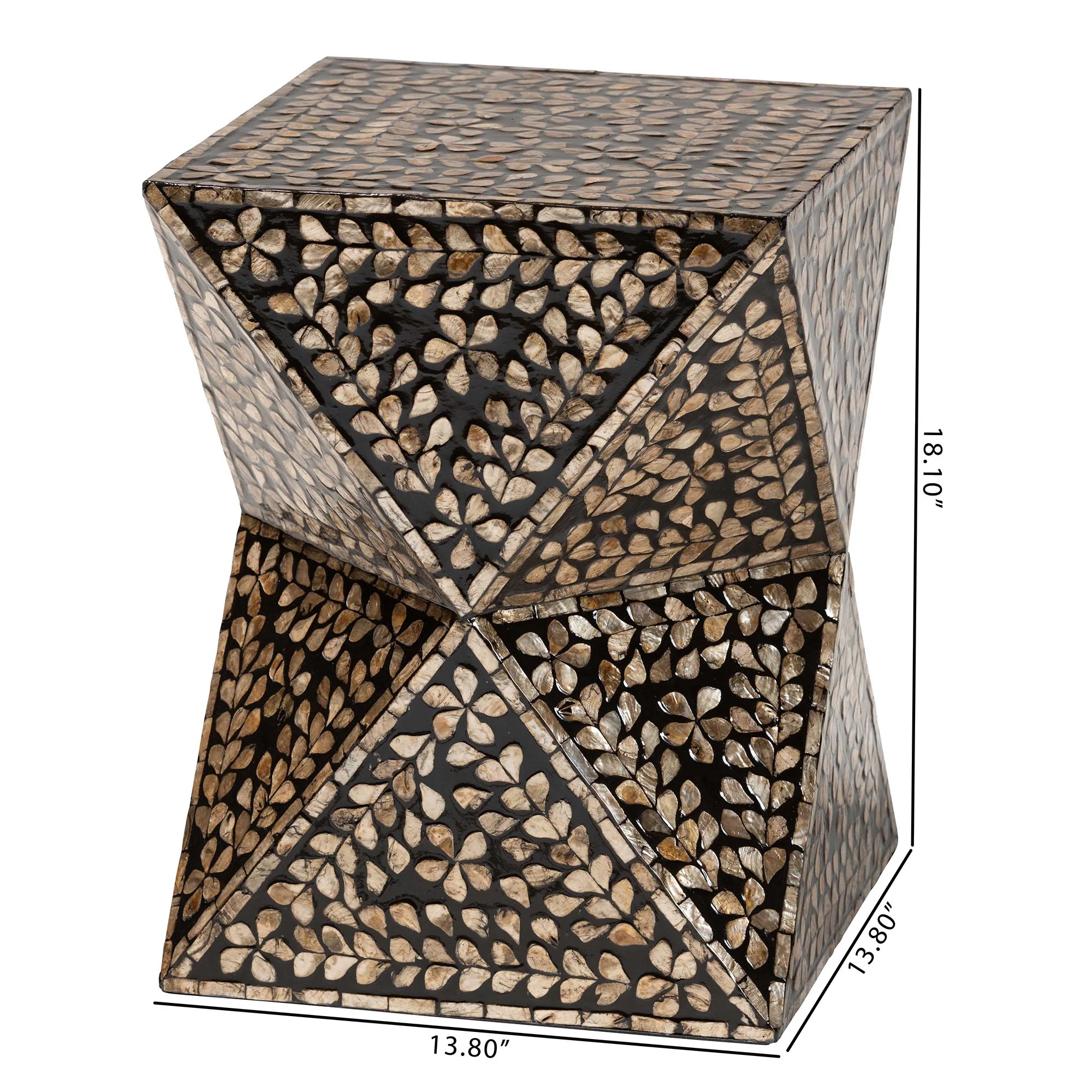 Baxton Studio Feronia Modern Bohemian Black and Bronze Mother of Pearl End Table - Image 8
