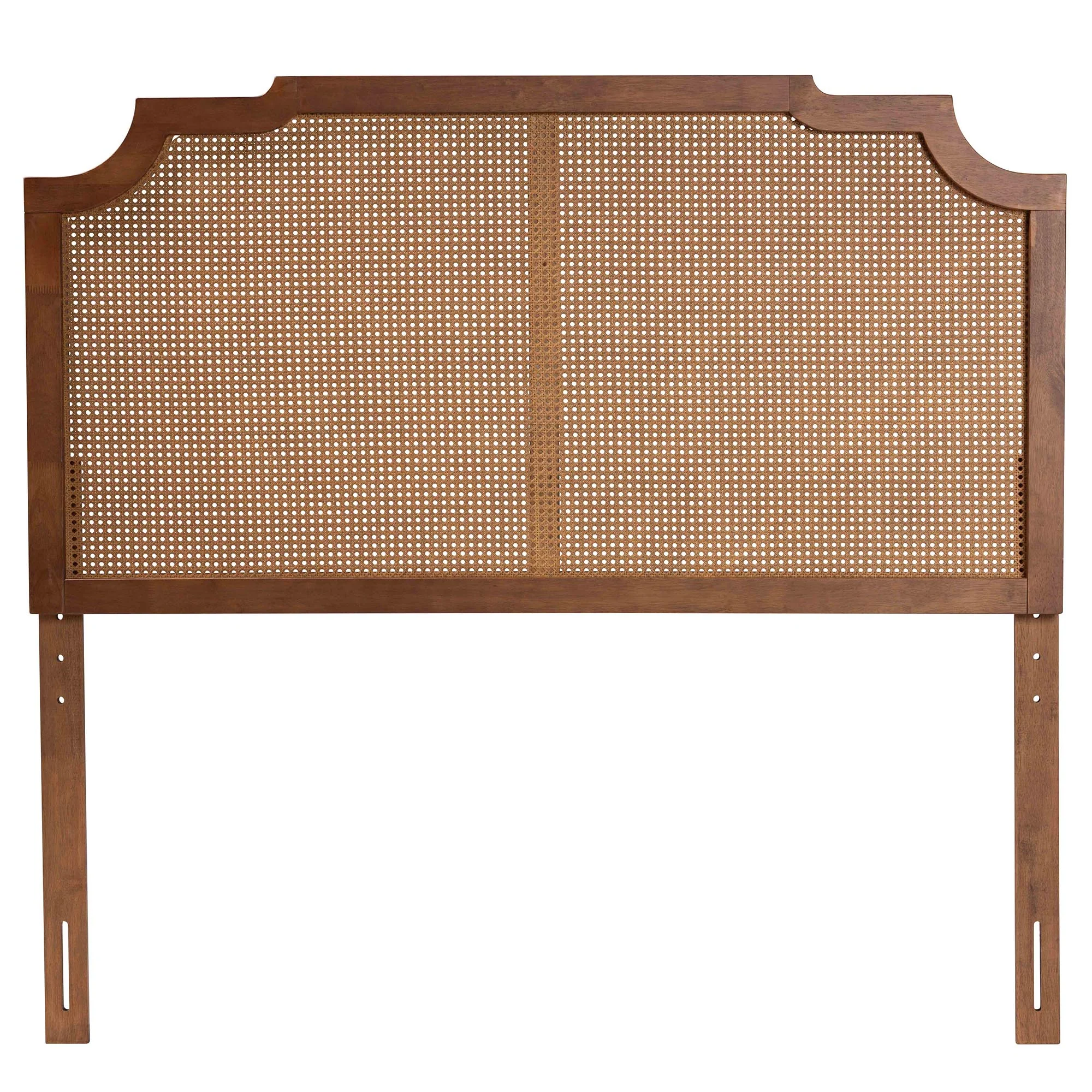 Baxton Studio Fortuna Classic and Traditional Ash Walnut Finished Wood King Size Headboard with Rattan - Image 3