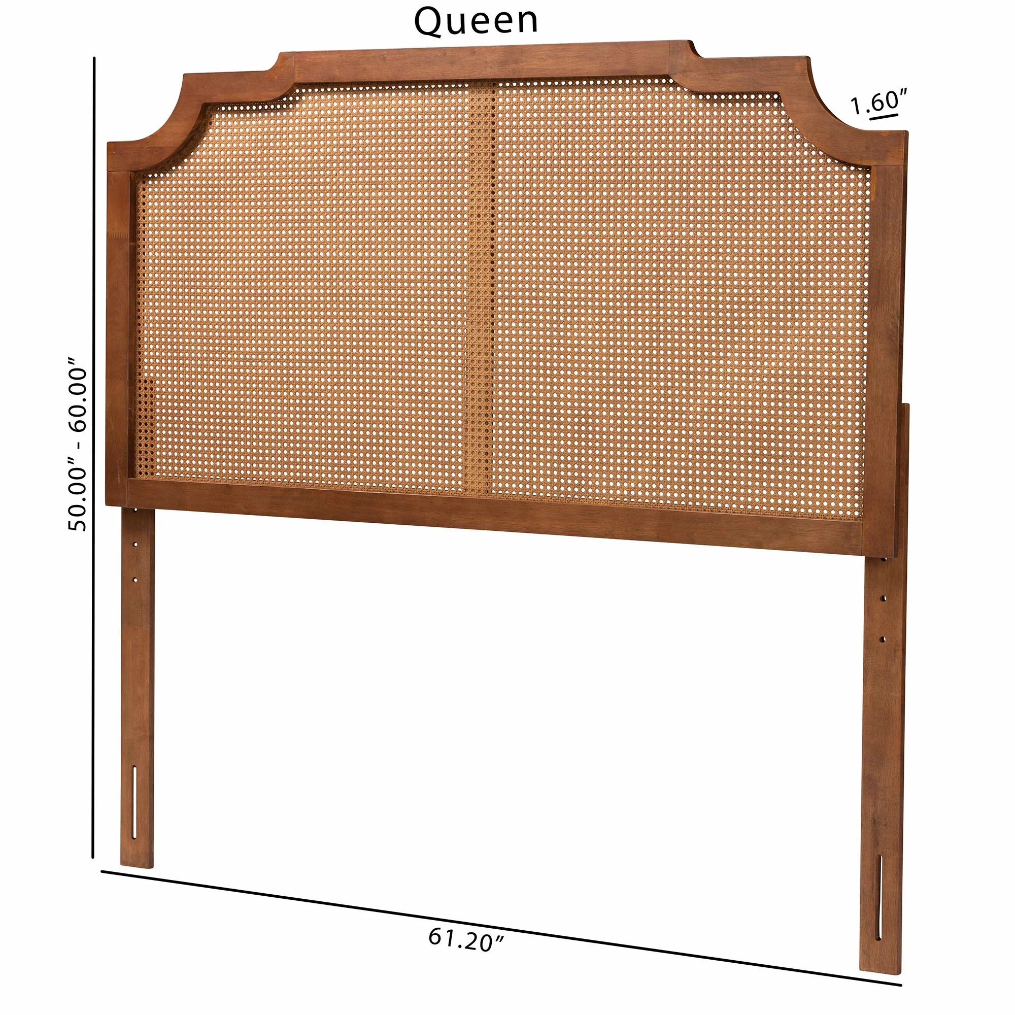 Baxton Studio Fortuna Classic and Traditional Ash Walnut Finished Wood Queen Size Headboard with Rattan - Image 7