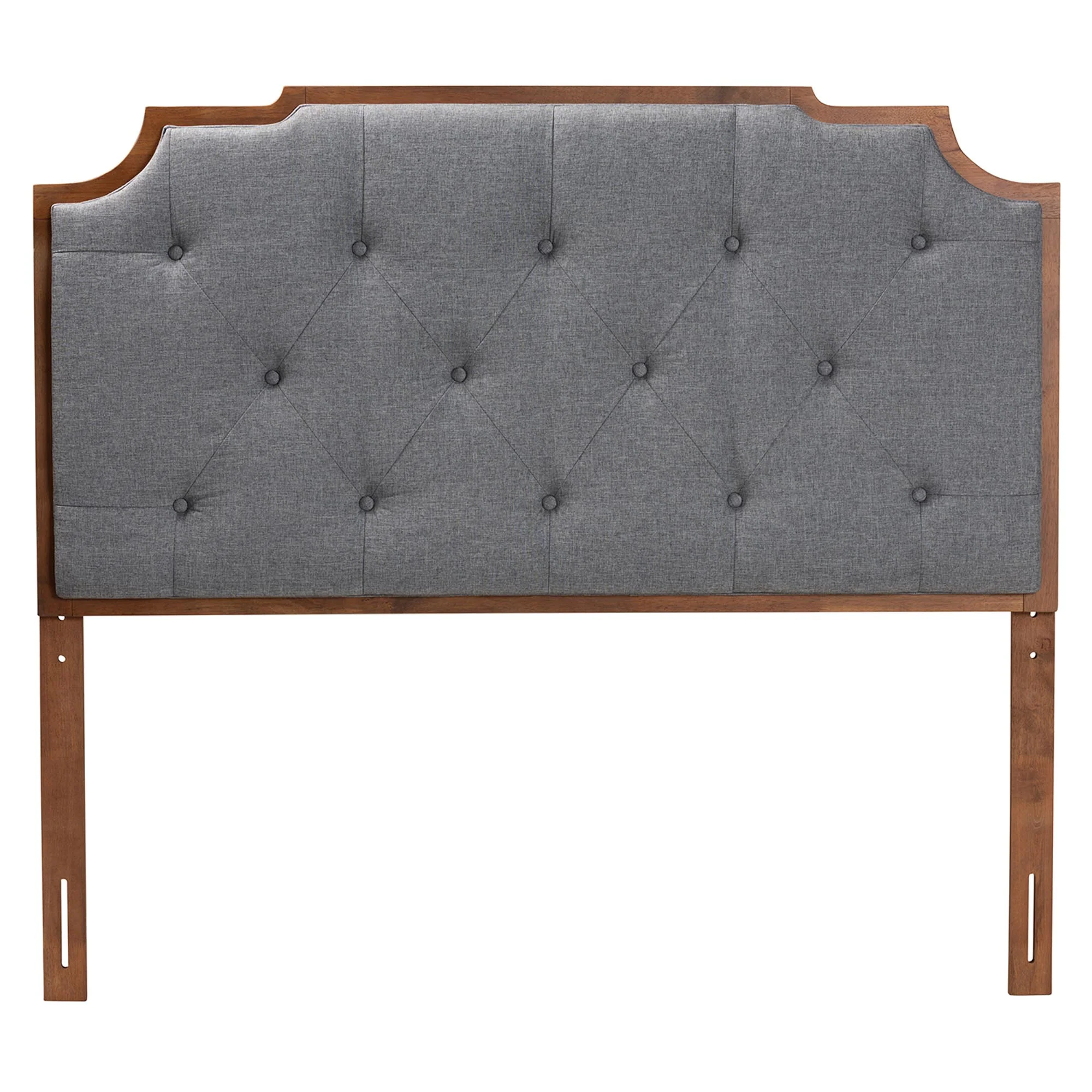 Baxton Studio Fortuna Classic and Traditional Grey Fabric and Walnut Brown Finished Wood King Size Headboard - Image 3