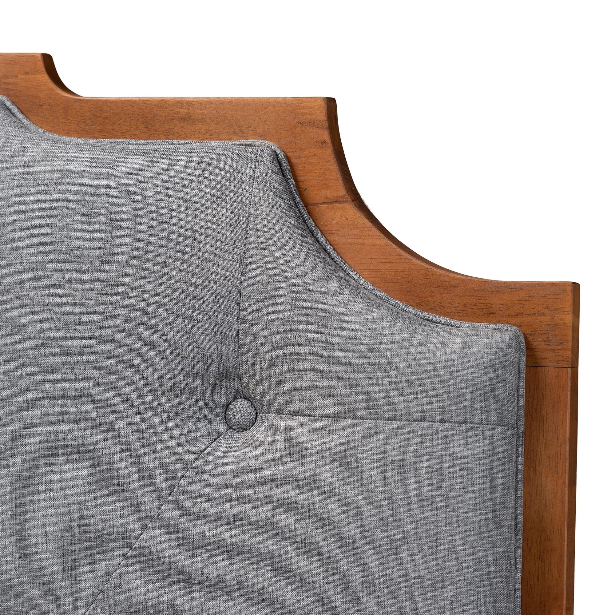 Baxton Studio Fortuna Classic and Traditional Grey Fabric and Walnut Brown Finished Wood King Size Headboard - Image 4