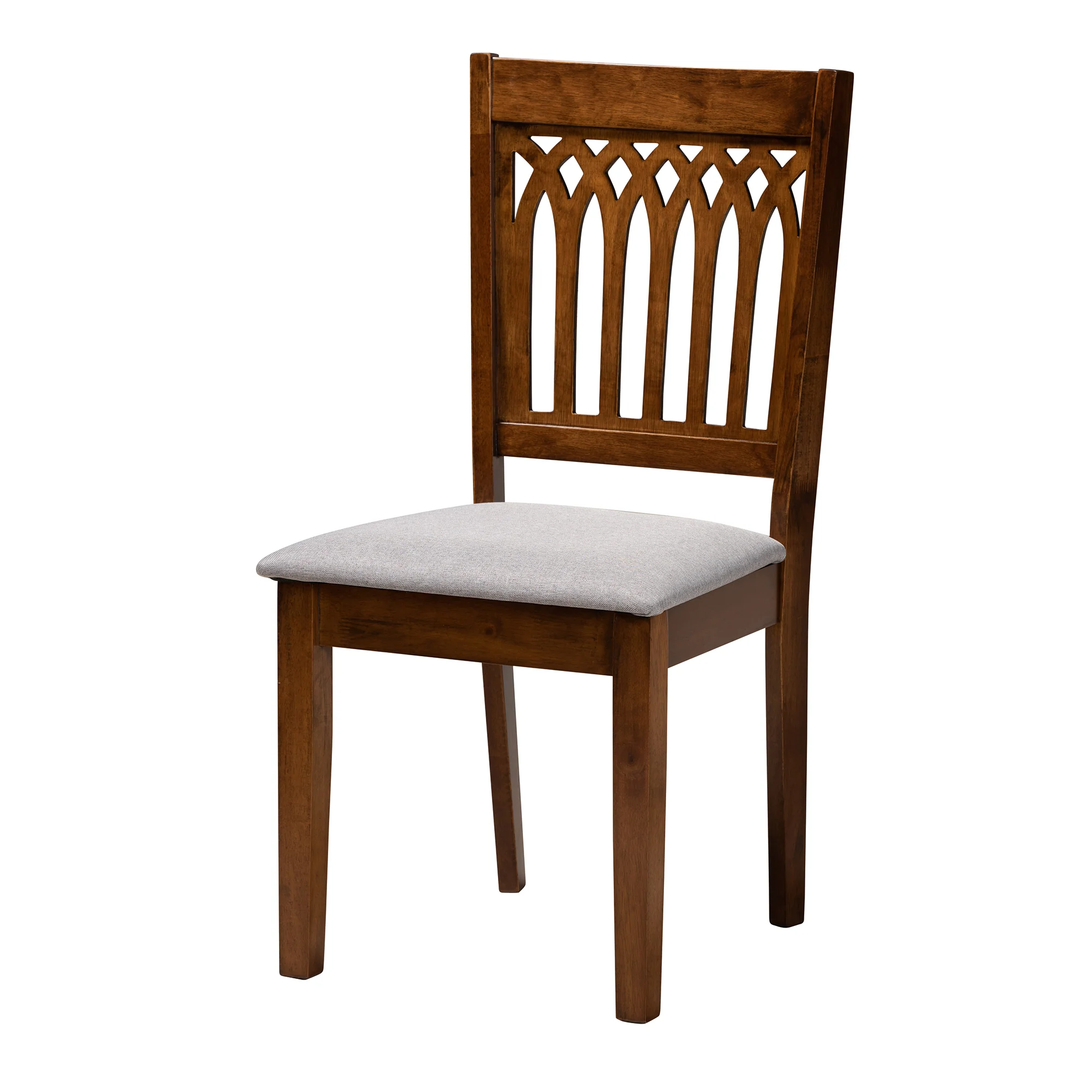 Baxton Studio Genesis Modern Grey Fabric and Walnut Brown Finished Wood 6-Piece Dining Set - Image 6