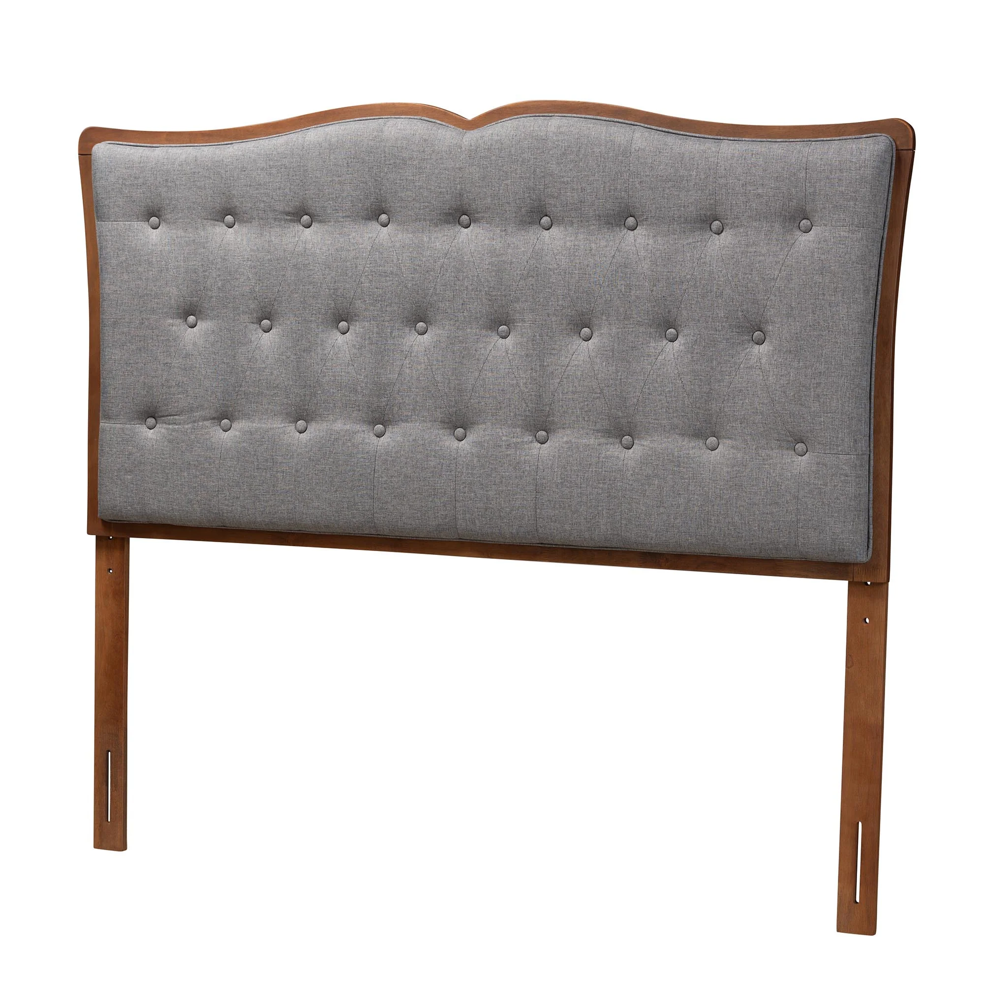 Baxton Studio Georgia Classic and Traditional Grey Fabric and Walnut Brown Finished Wood King Size Headboard - Image 2