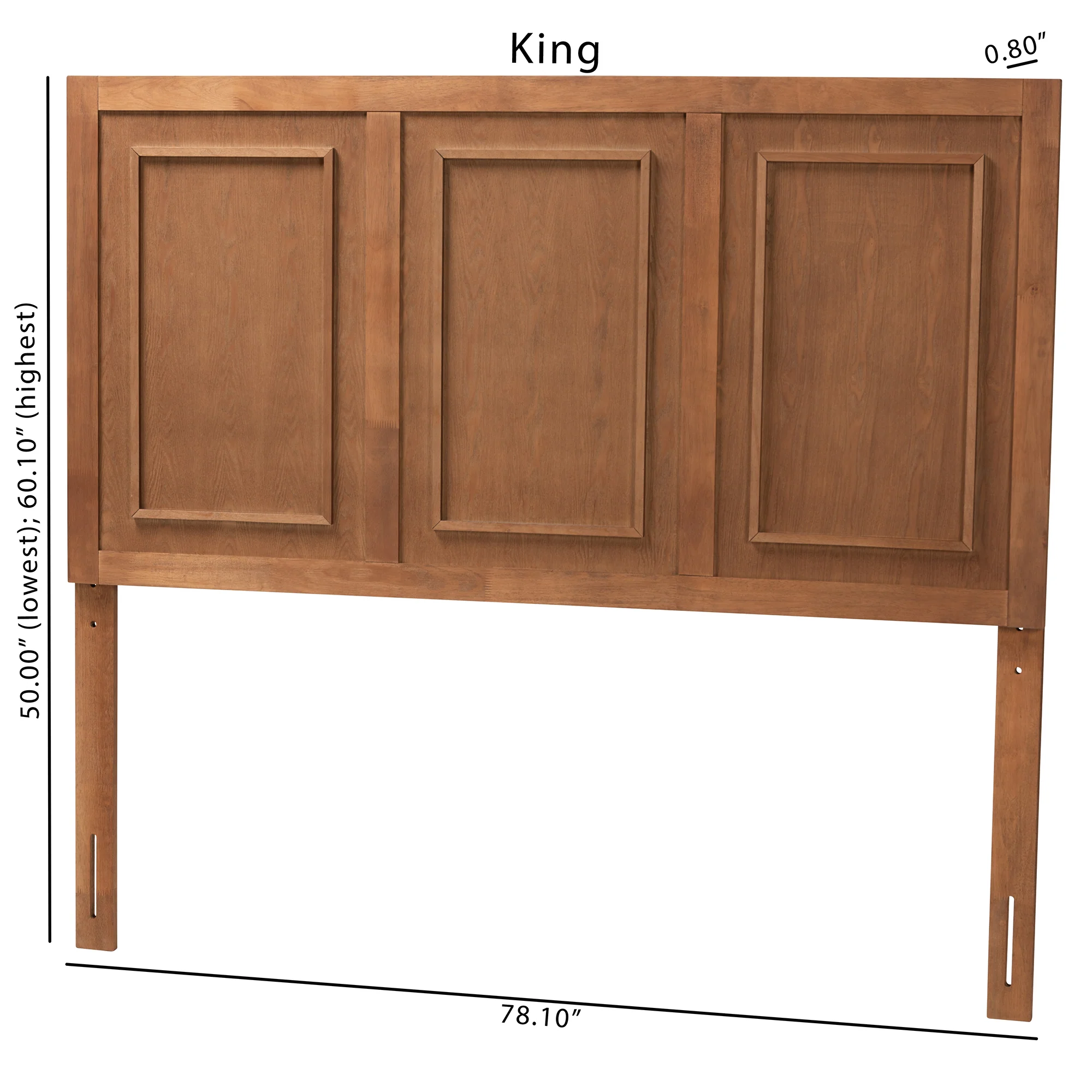Baxton Studio Giordano Classic and Traditional Ash Walnut Finished Wood Queen Size Headboard - Image 8