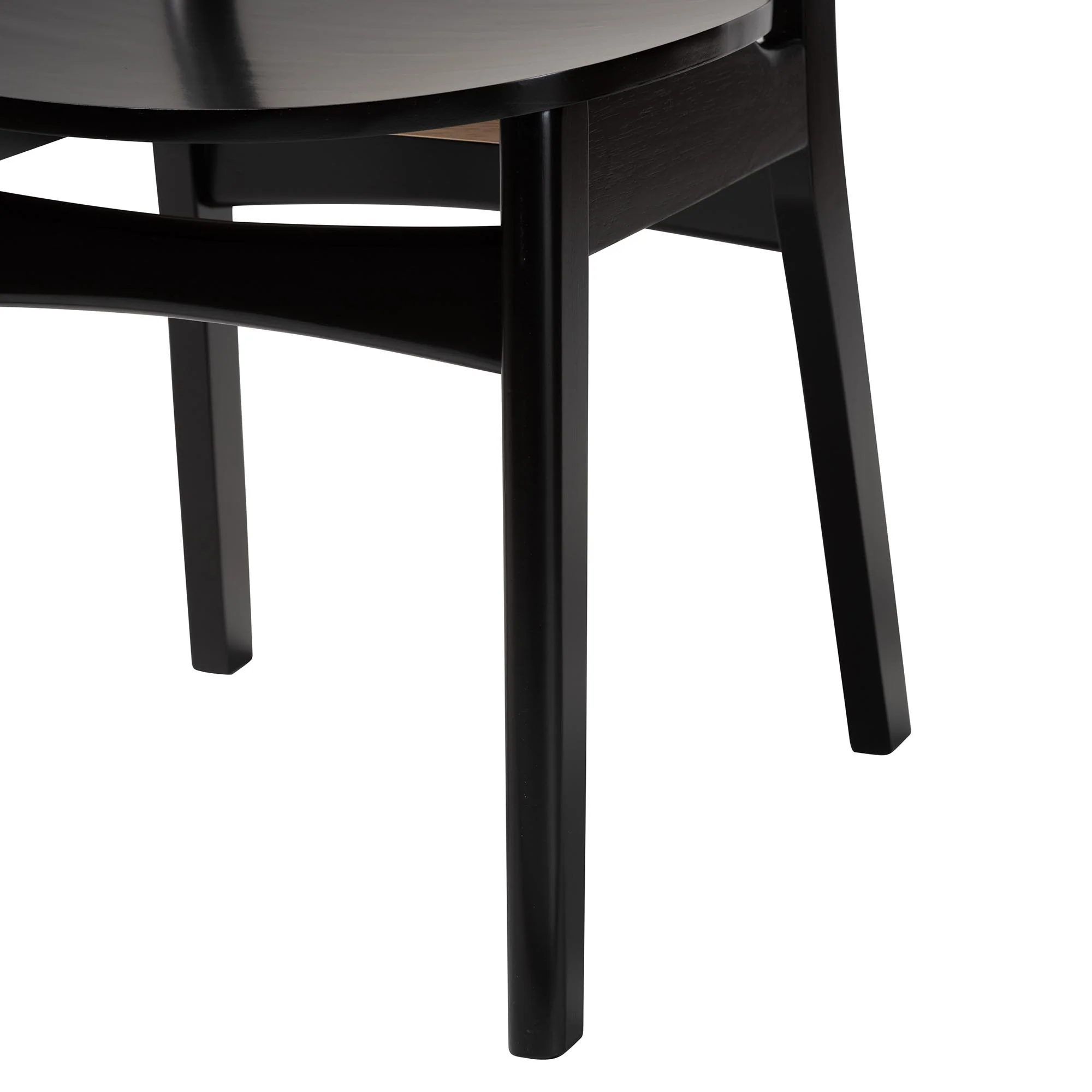 Baxton Studio Giuliana Mid-Century Modern Dark Brown Finished Wood and Woven Rattan 5-Piece Dining Set - Image 9