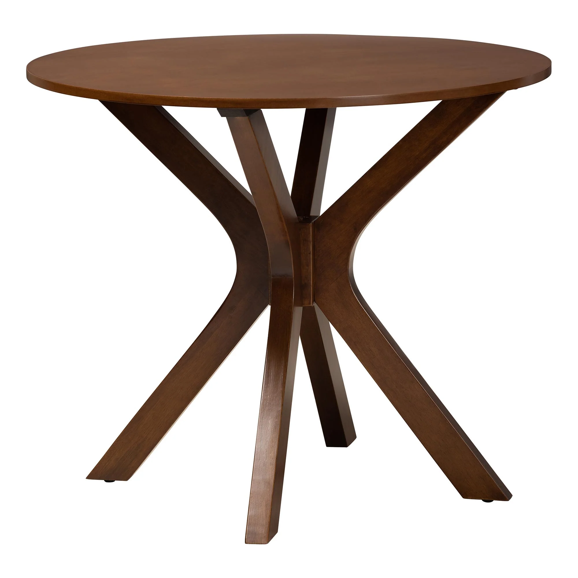 Baxton Studio Giuliana Mid-Century Modern Walnut Brown Finished Wood and Woven Rattan 5-Piece Dining Set - Image 4