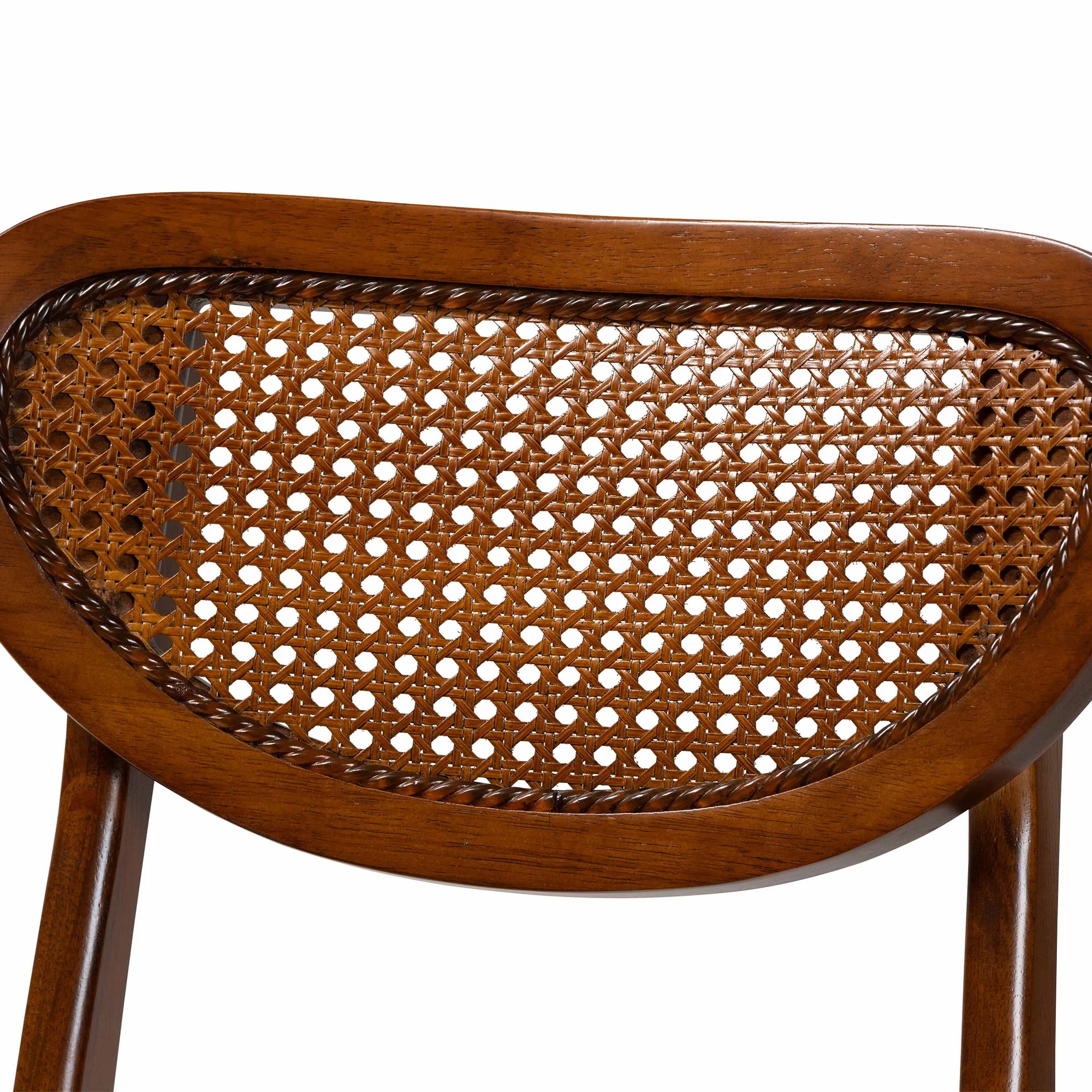 Baxton Studio Giuliana Mid-Century Modern Walnut Brown Finished Wood and Woven Rattan 5-Piece Dining Set - Image 6