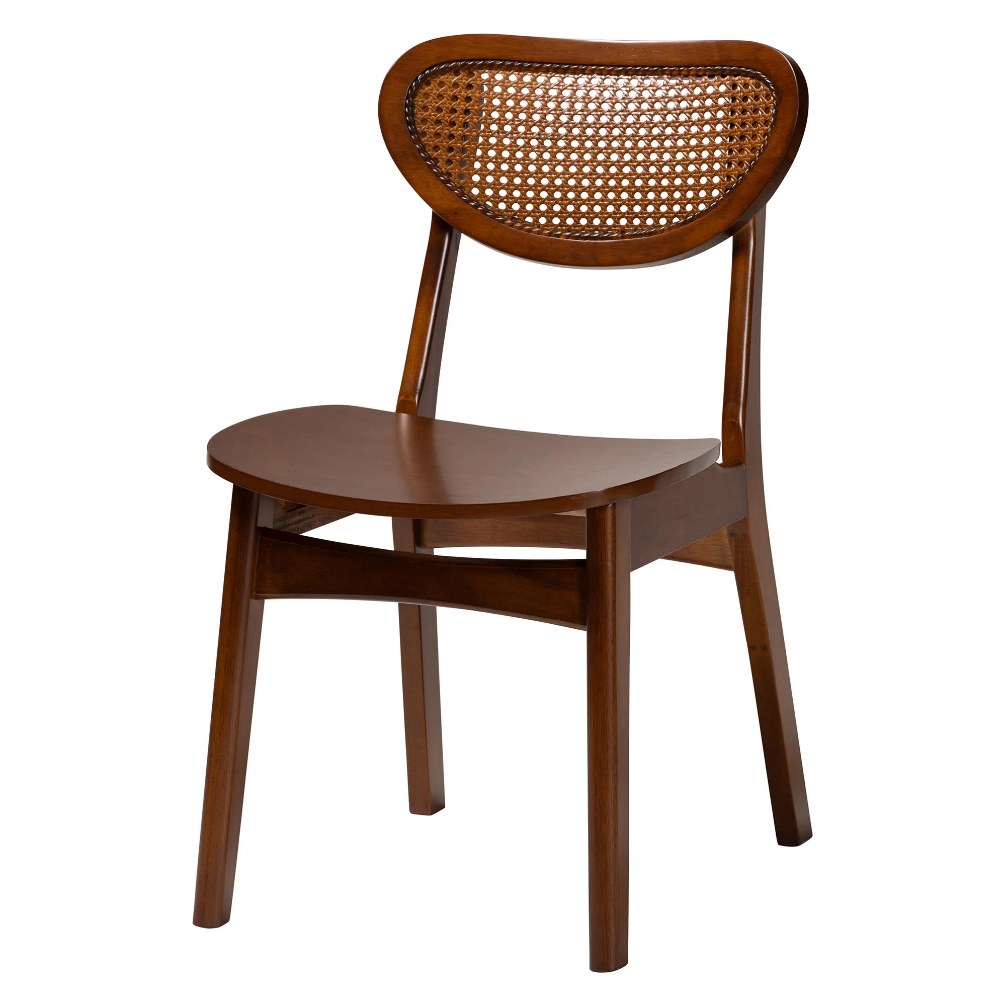 Baxton Studio Giuliana Mid-Century Modern Walnut Brown Finished Wood and Woven Rattan 7-Piece Dining Set - Image 5