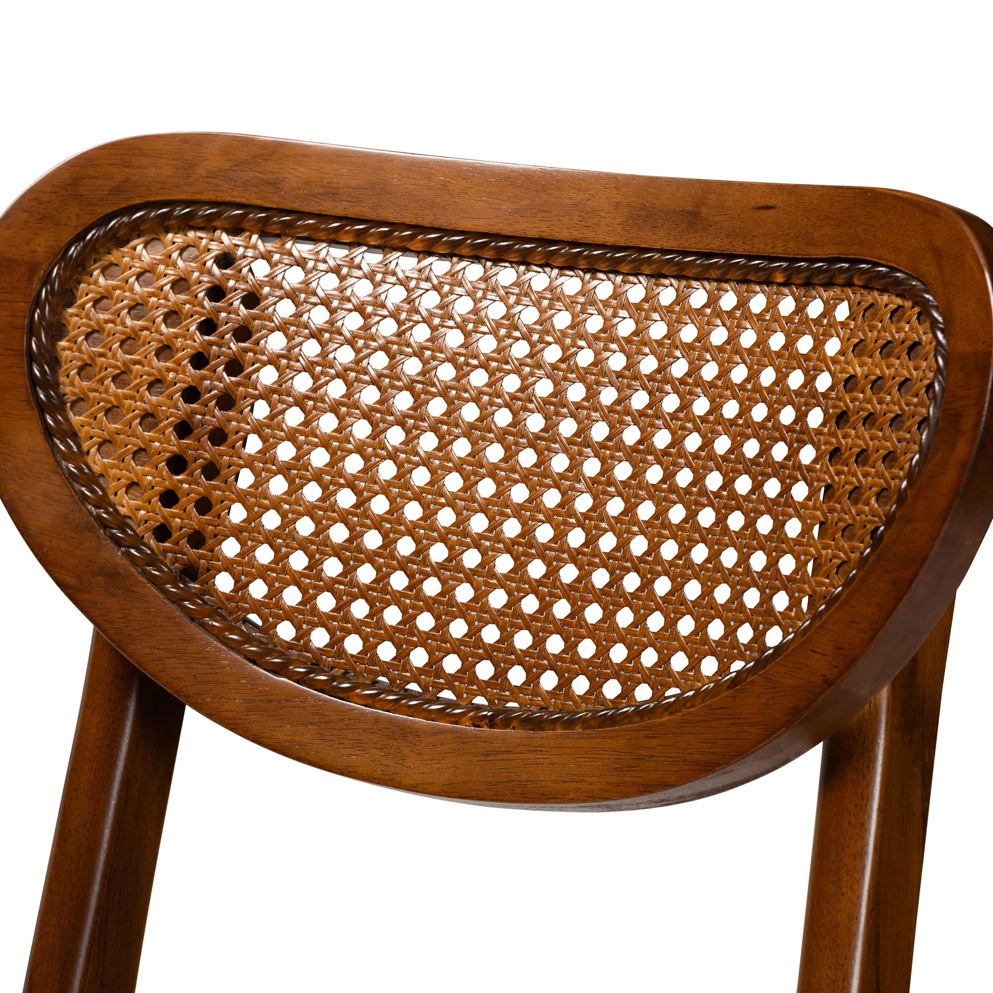 Baxton Studio Hesper Mid-Century Modern Walnut Brown Finished Wood and Rattan 2-Piece Counter Stool Set - Image 5