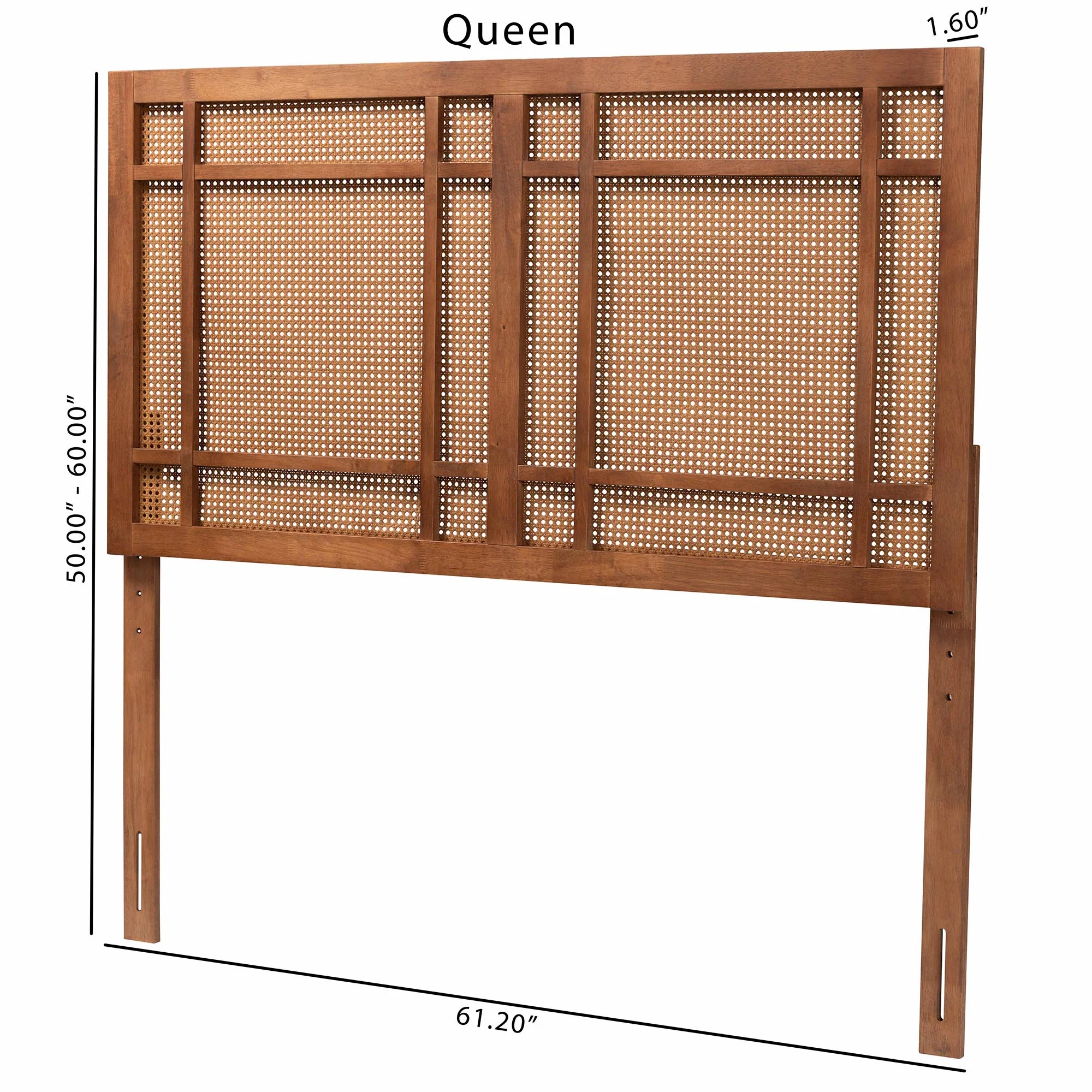 Baxton Studio Katrice Mid-Century Modern Ash Walnut Finished Wood King Size Headboard with Rattan - Image 7
