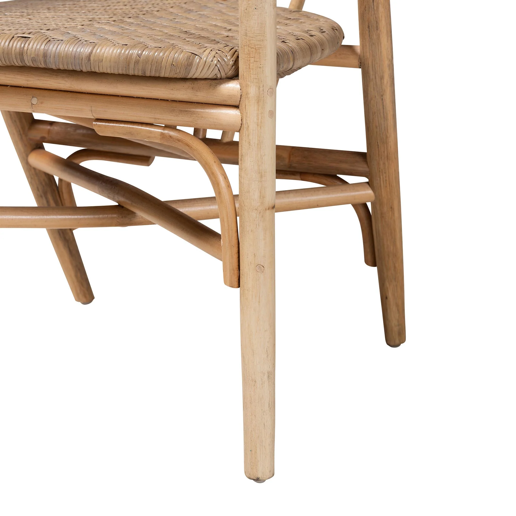 Baxton Studio Kyoto Modern Bohemian Natural Brown Finished Wood and Rattan 5-Piece Dining Set - Image 9