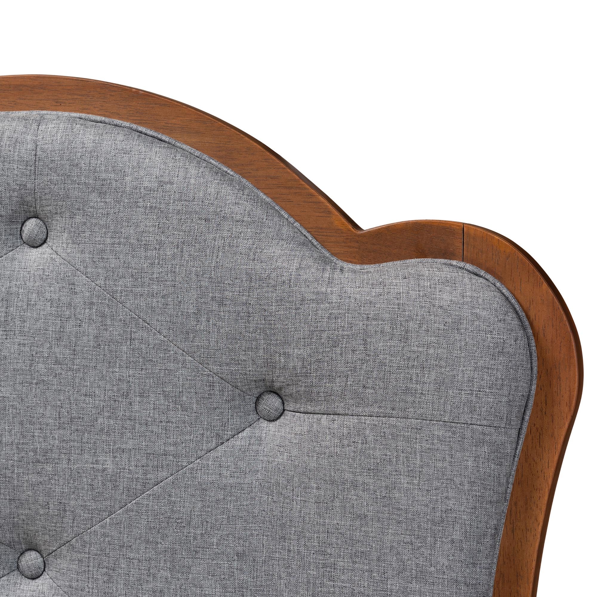 Baxton Studio Leandra Classic and Traditional Grey Fabric and Walnut Brown Finished Wood Queen Size Headboard - Image 6