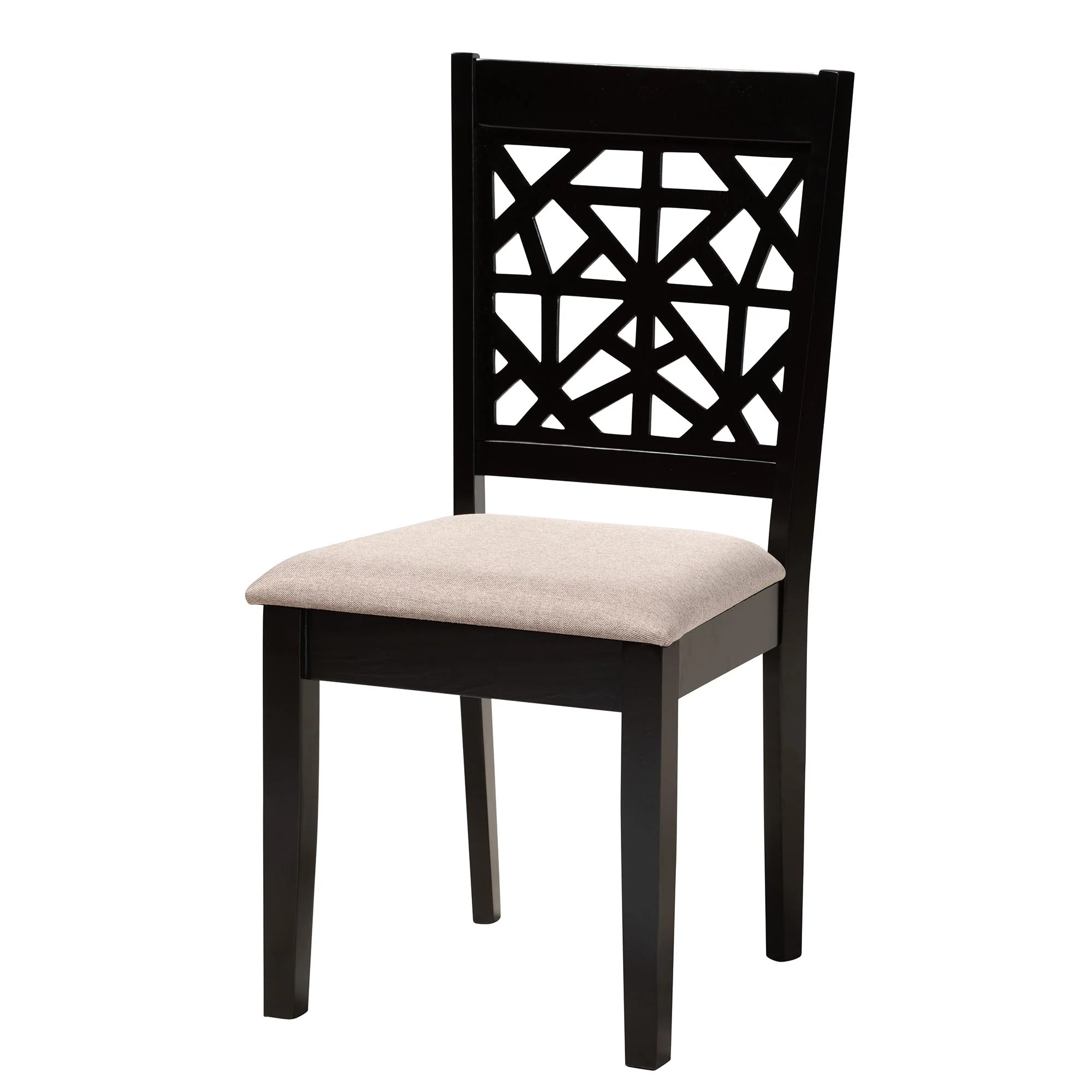 Baxton Studio Lena Modern Beige Fabric and Dark Brown Finished Wood 5-Piece Dining Set - Image 5