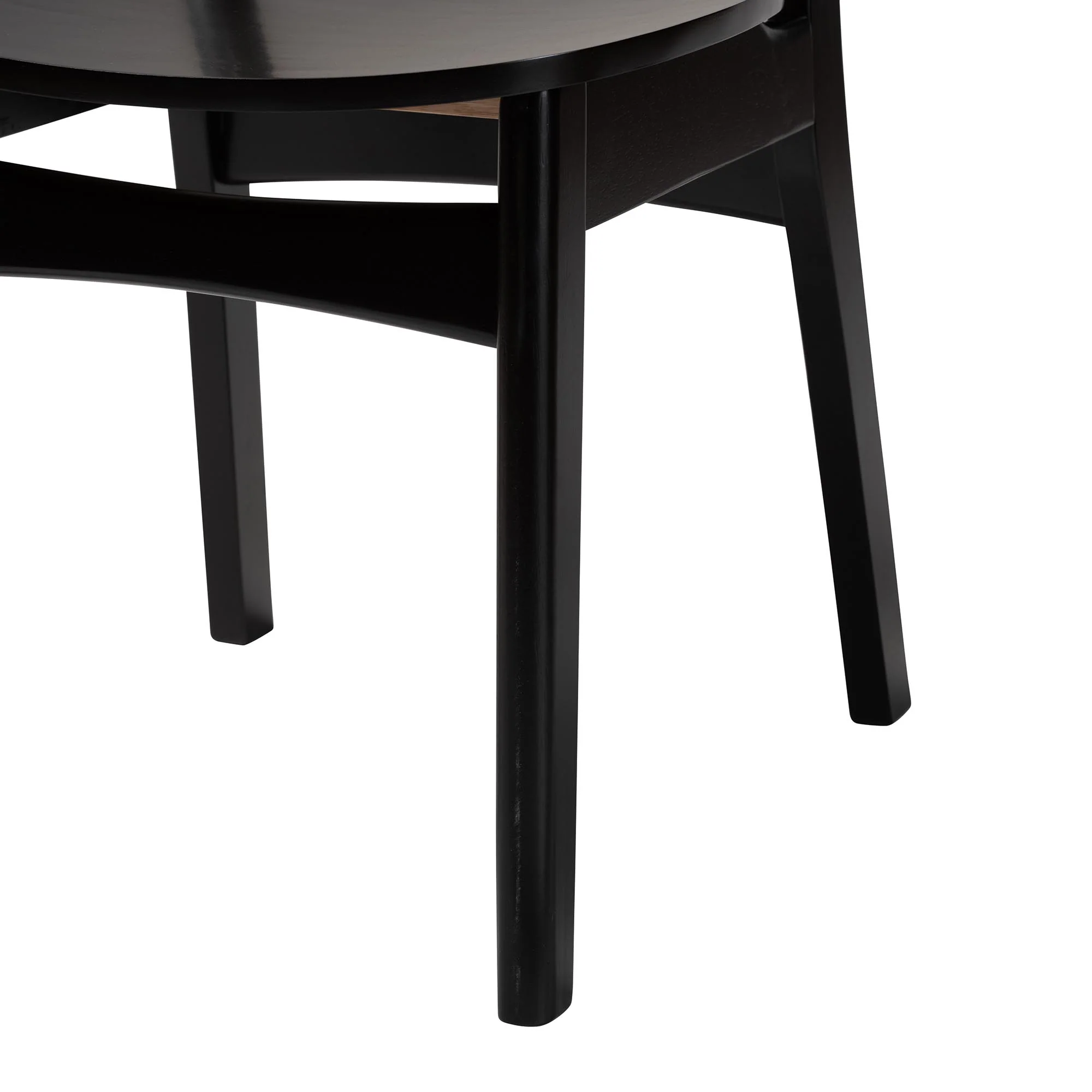 Baxton Studio Linnet Mid-Century Modern Dark Brown Finished Wood and Rattan 5-Piece Dining Set - Image 7