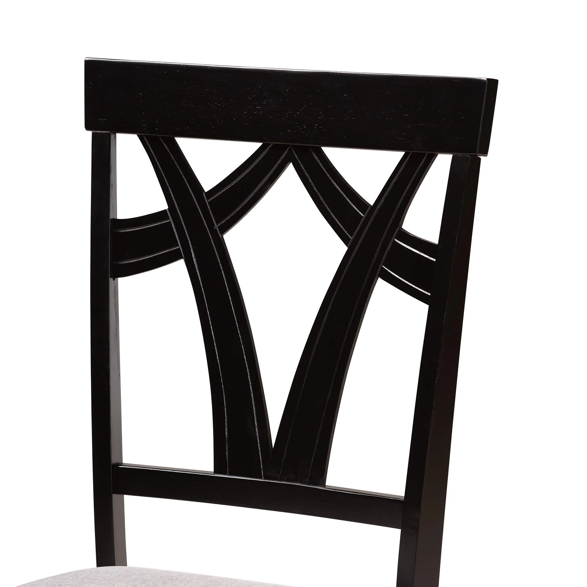 Baxton Studio Luise Modern Grey Fabric and Dark Brown Finished Wood 7-Piece Dining Set - Image 6