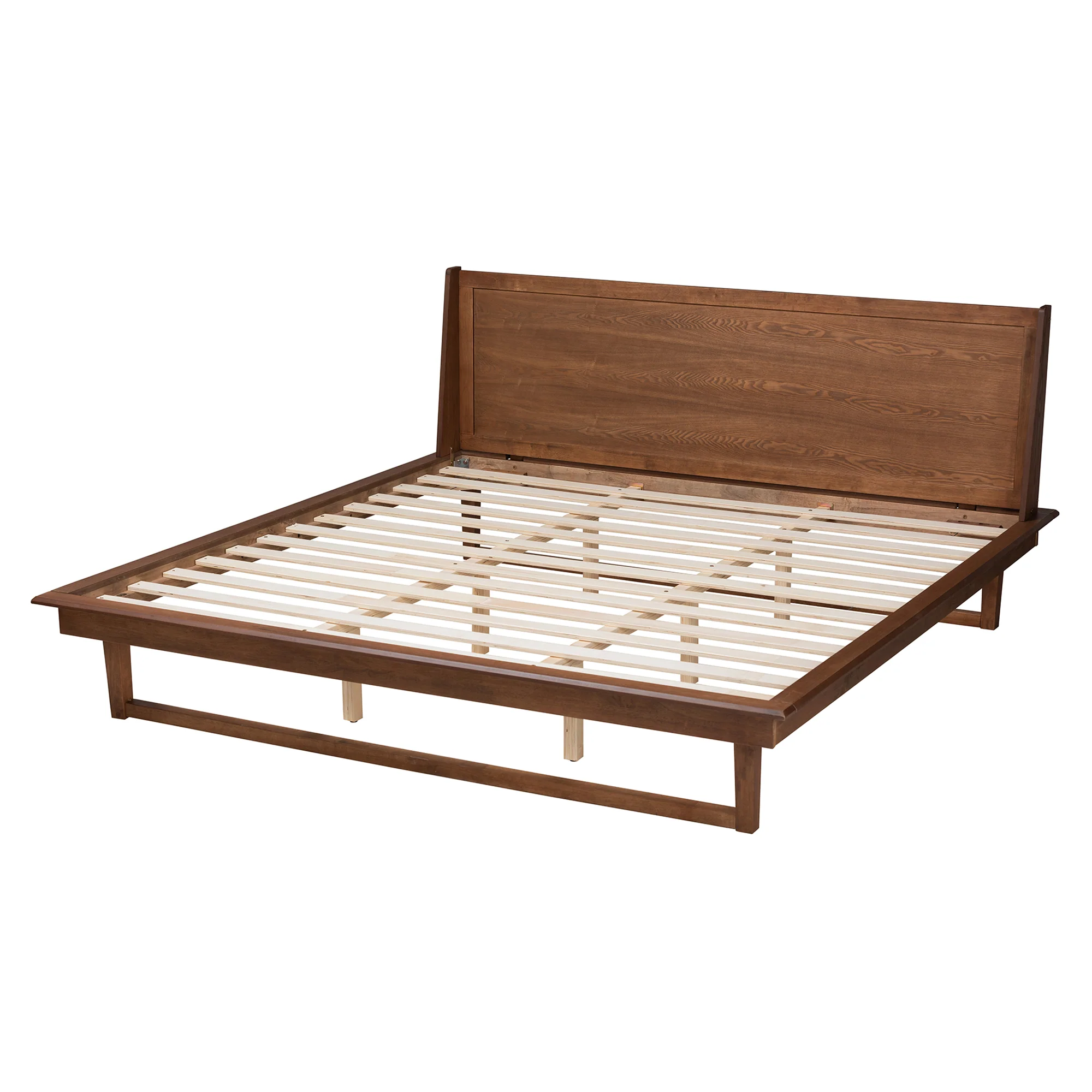 Baxton Studio Macayle Mid-Century Modern Ash Walnut Finished Wood Queen Size Platform Bed - Image 4