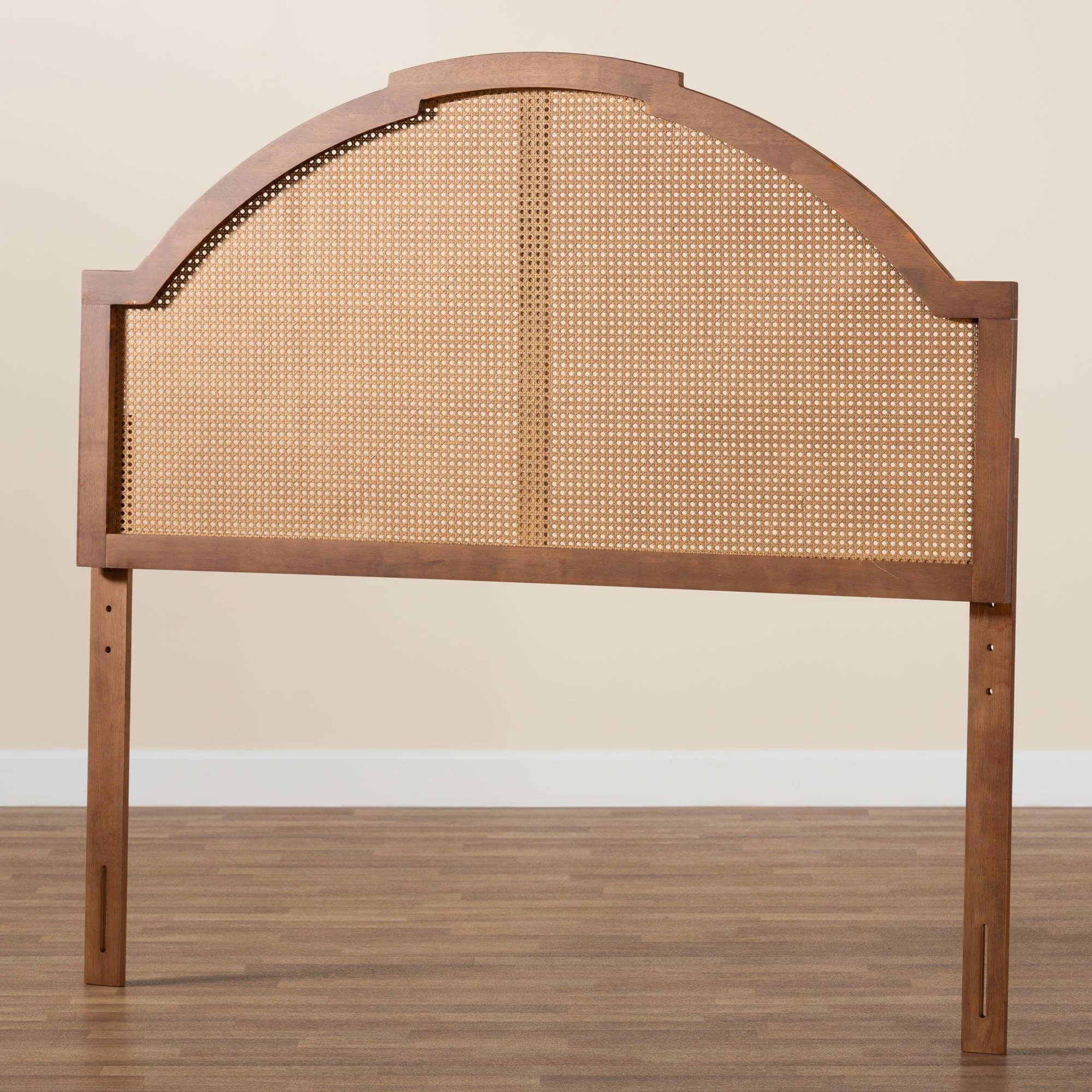 Baxton Studio Madeline Classic and Traditional Ash Walnut Finished Wood King Size Headboard with Rattan - Image 6