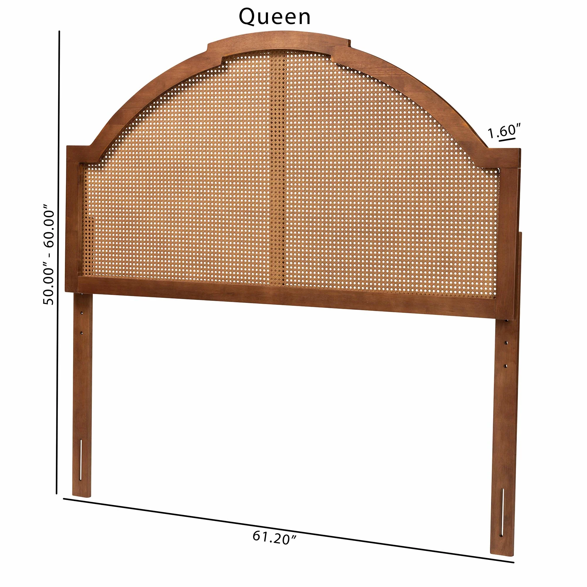 Baxton Studio Madeline Classic and Traditional Ash Walnut Finished Wood Queen Size Headboard with Rattan - Image 7