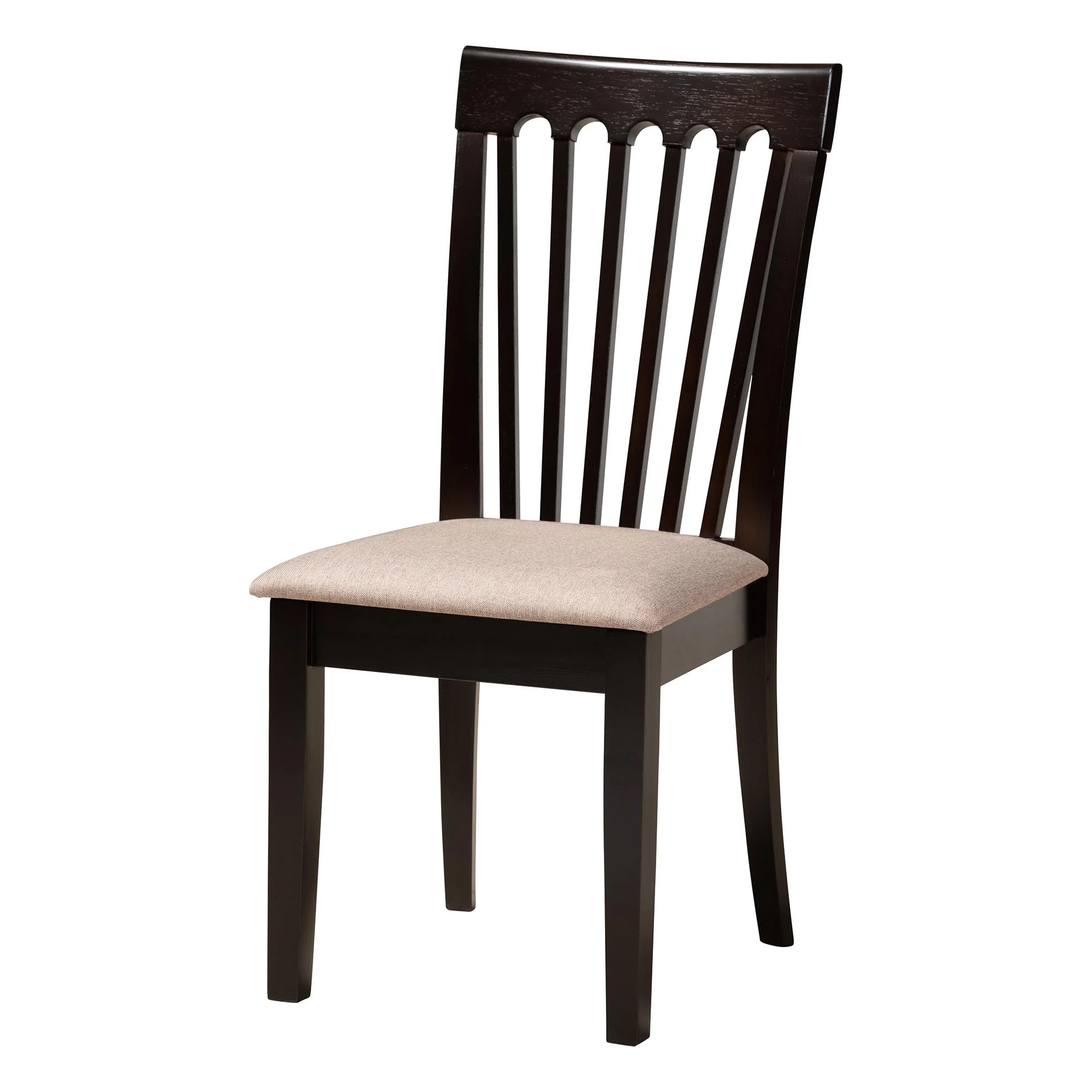 Baxton Studio Marian Modern Sand Fabric and Dark Brown Finished Wood 5-Piece Dining Set - Image 5