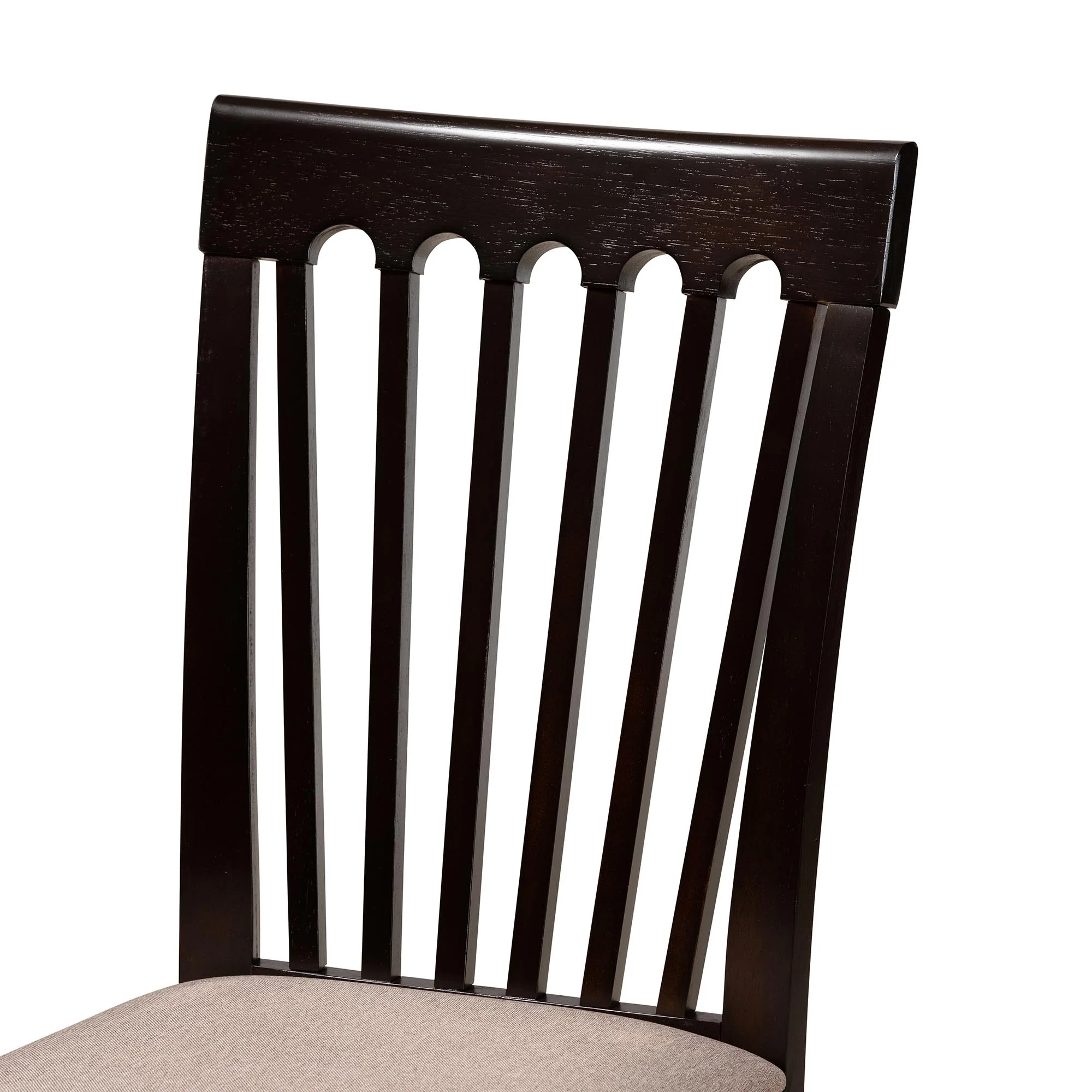 Baxton Studio Marian Modern Sand Fabric and Dark Brown Finished Wood 5-Piece Dining Set - Image 8