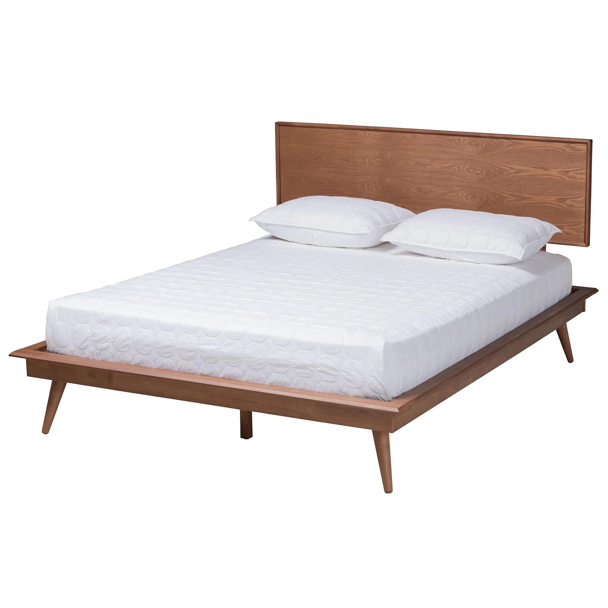 Baxton Studio Melora Mid-Century Modern Walnut Brown Finished Wood and Rattan Full Size 3-Piece Bedroom Set - Image 4