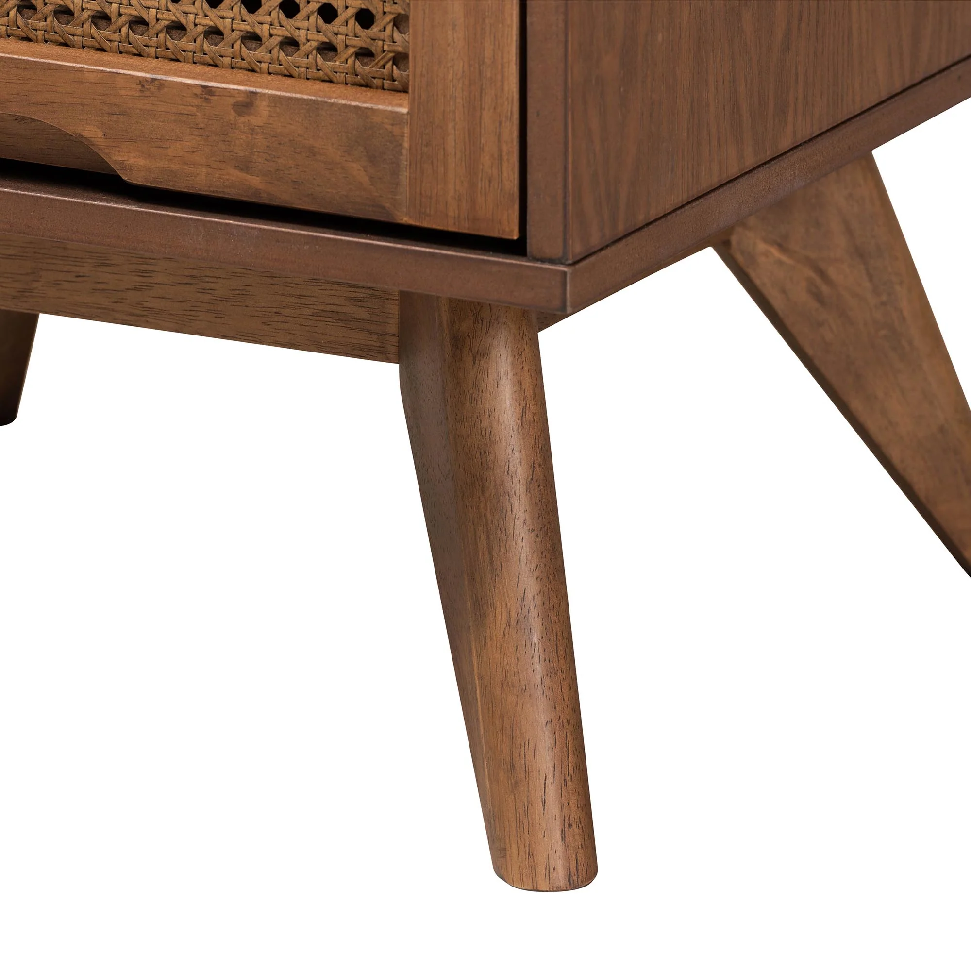 Baxton Studio Melora Mid-Century Modern Walnut Brown Finished Wood and Rattan Twin Size 3-Piece Bedroom Set - Image 10