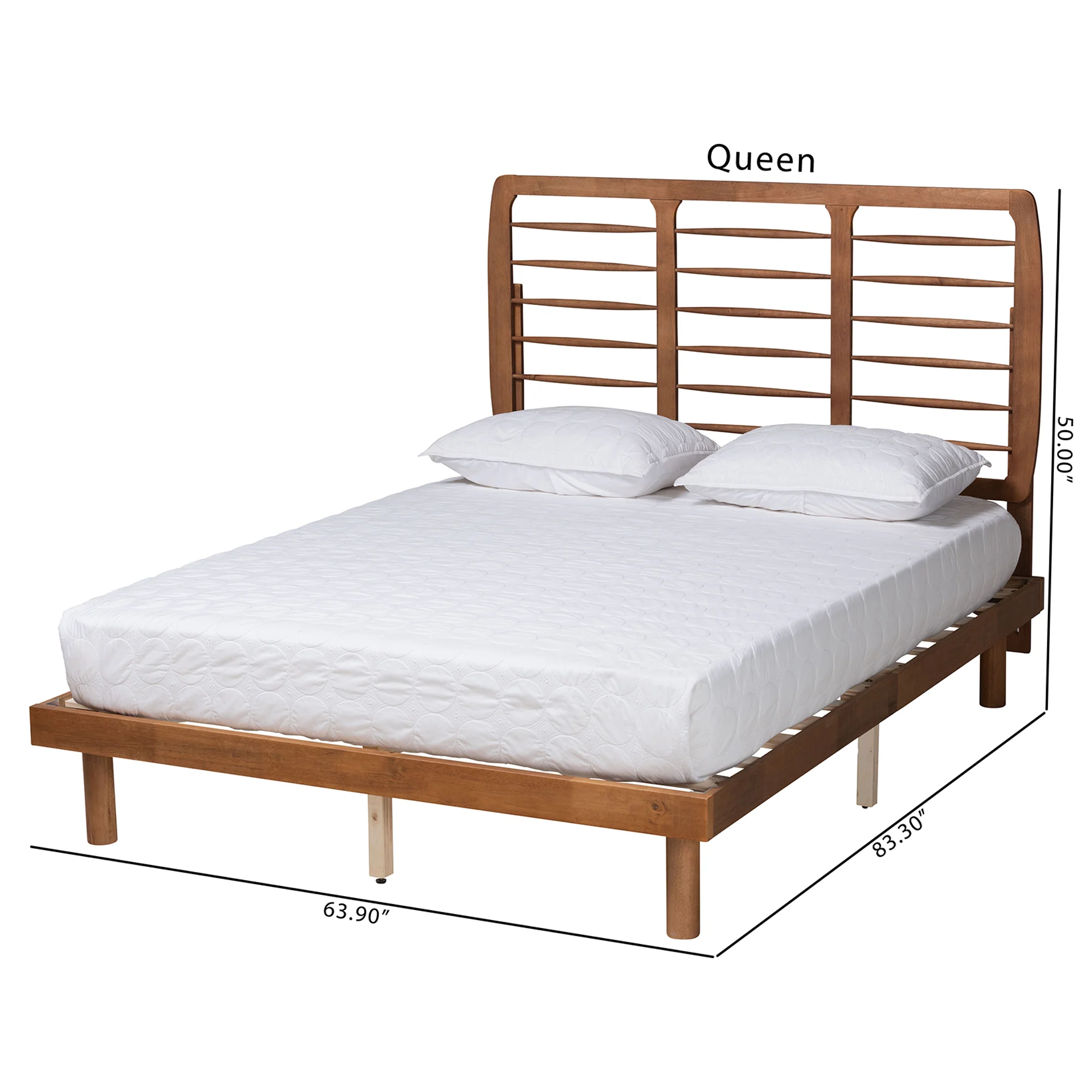 Baxton Studio Petra Mid-Century Modern Ash Walnut Finished Wood Queen Size Platform Bed - Image 8