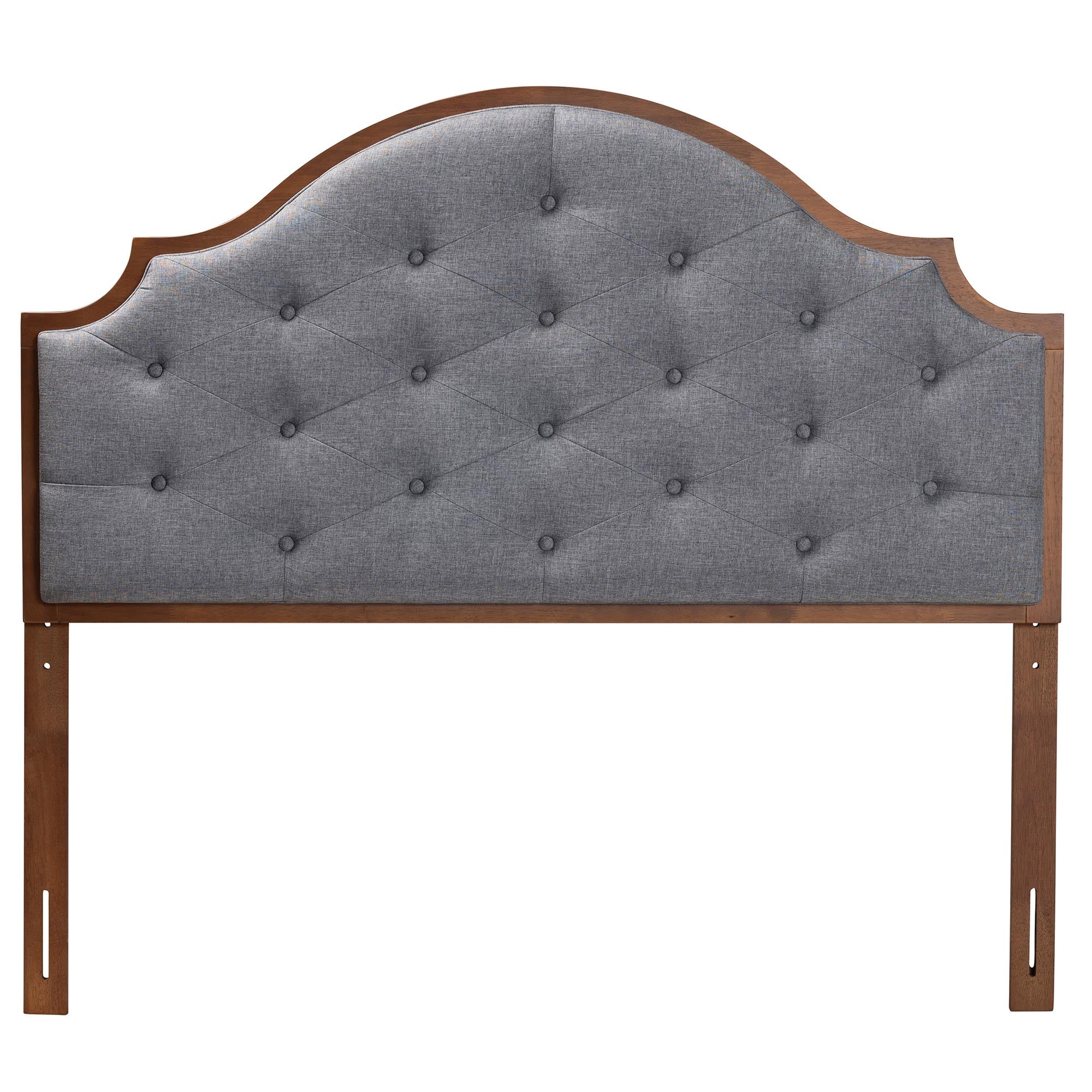 Baxton Studio Premala Classic and Traditional Grey Fabric and Walnut Brown Finished Wood King Size Headboard - Image 5