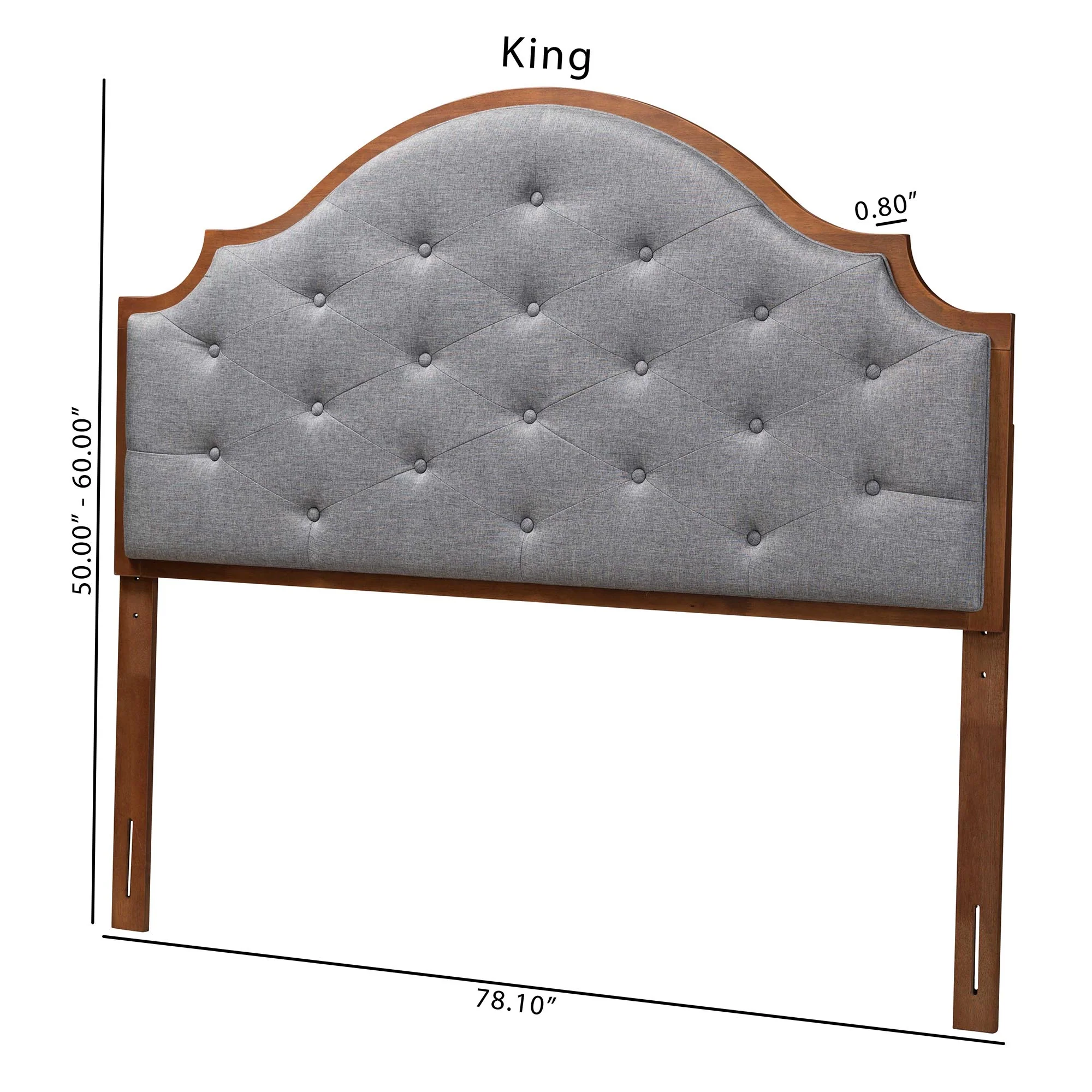 Baxton Studio Premala Classic and Traditional Grey Fabric and Walnut Brown Finished Wood Queen Size Headboard - Image 9