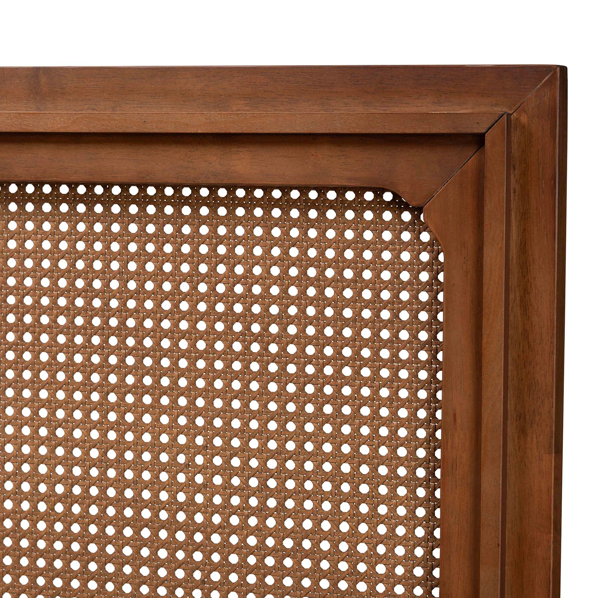 Baxton Studio Prewitt Mid-Century Modern Ash Walnut Finished Wood King Size Headboard with Rattan - Image 4